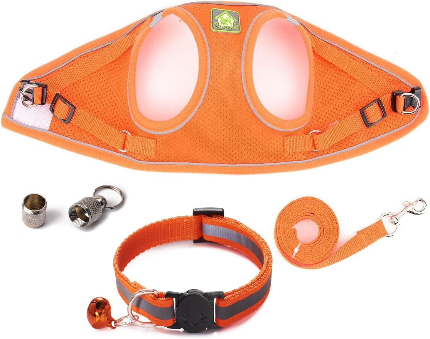 Cat Harness and Leash for Walking, Escape Proof Soft Adjustable Vest Harnesses for Cats,Breathable Reflective Strips Jacket,Strips and anti Lost Pendant(Orange XS) image number 7