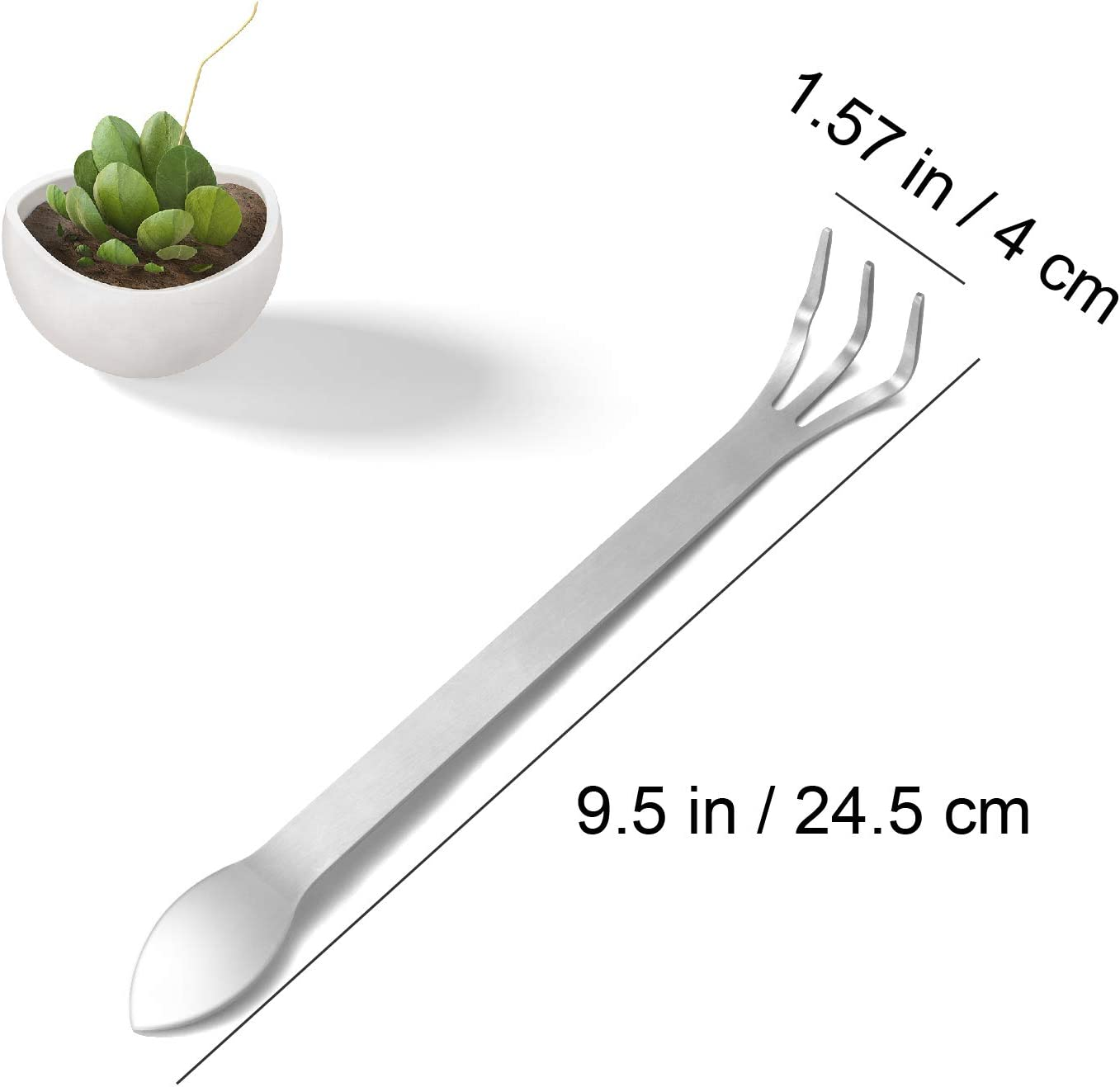 304 Stainless Steel Gardening Root Rake,23Cm Prong Bonsai Tools,Gardening Cultivator Soil Tools with Ergonomic Handle image number 1