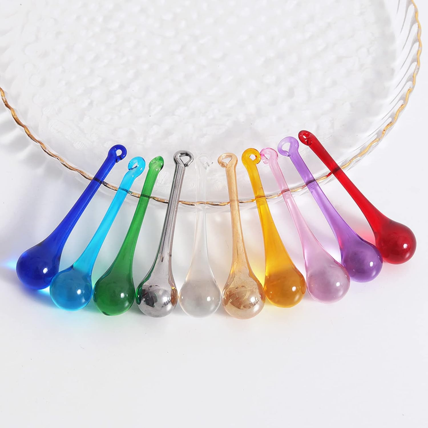 LONGWIN 20Pcs 3Inch Crystal Teardrop Pendant Chandelier Parts Wedding Decoration Christmas Tree Decorations (Multicolor) - Champagne image number 7