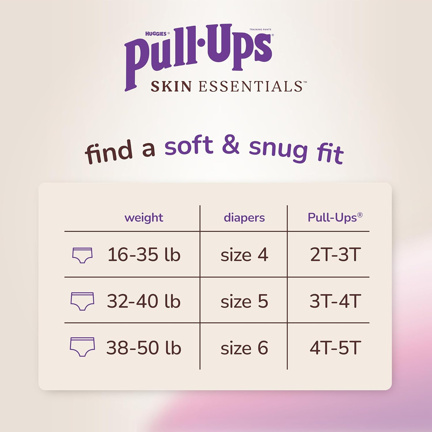 Pull-Ups Girls' Skin Essentials Potty Training Pants, Training Underwear, 4T-5T (38-50 Lbs), 14 Ct image number 1