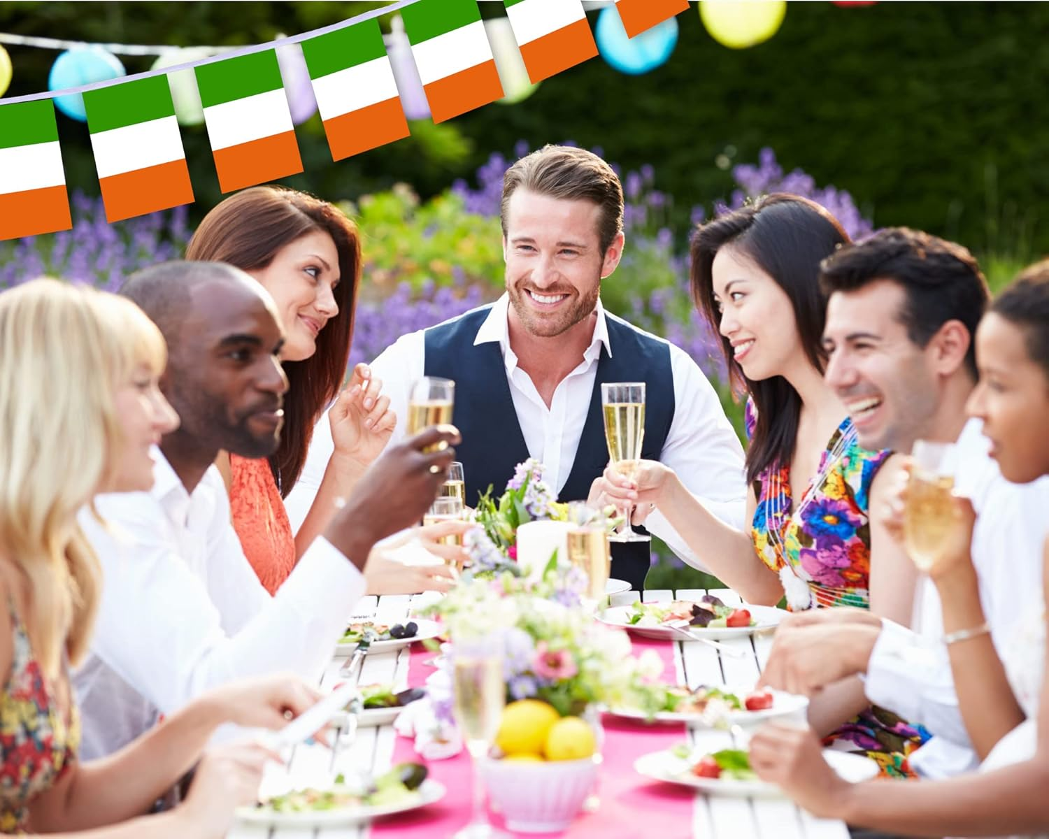 30 PCS Ireland Flag, 33 FT Irish St-Patricks National Bunting,Decor Pennant Banner for Outdoor Indoor Patio Yard Decoration image number 4