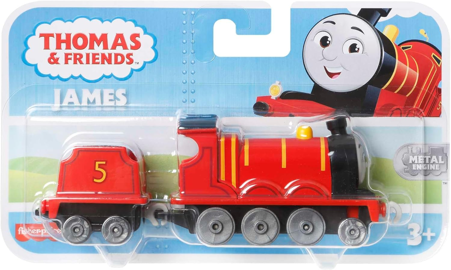 Thomas & Friends Fisher-Price Die-Cast Push-Along James Toy Train Engine for Preschool Kids Ages 3+ - Multicolored image number 5