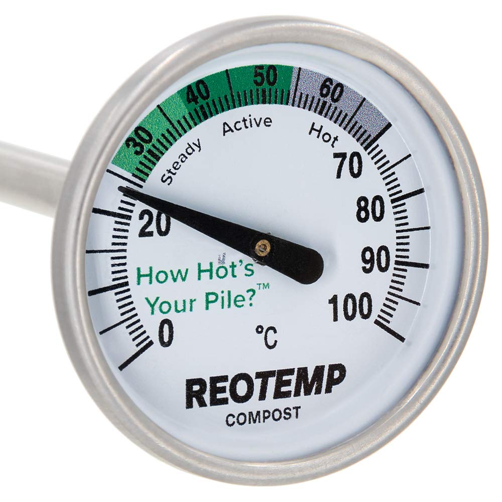 REOTEMP Backyard Compost Thermometer - 20 Stem with Composting Instructions (Celsius)