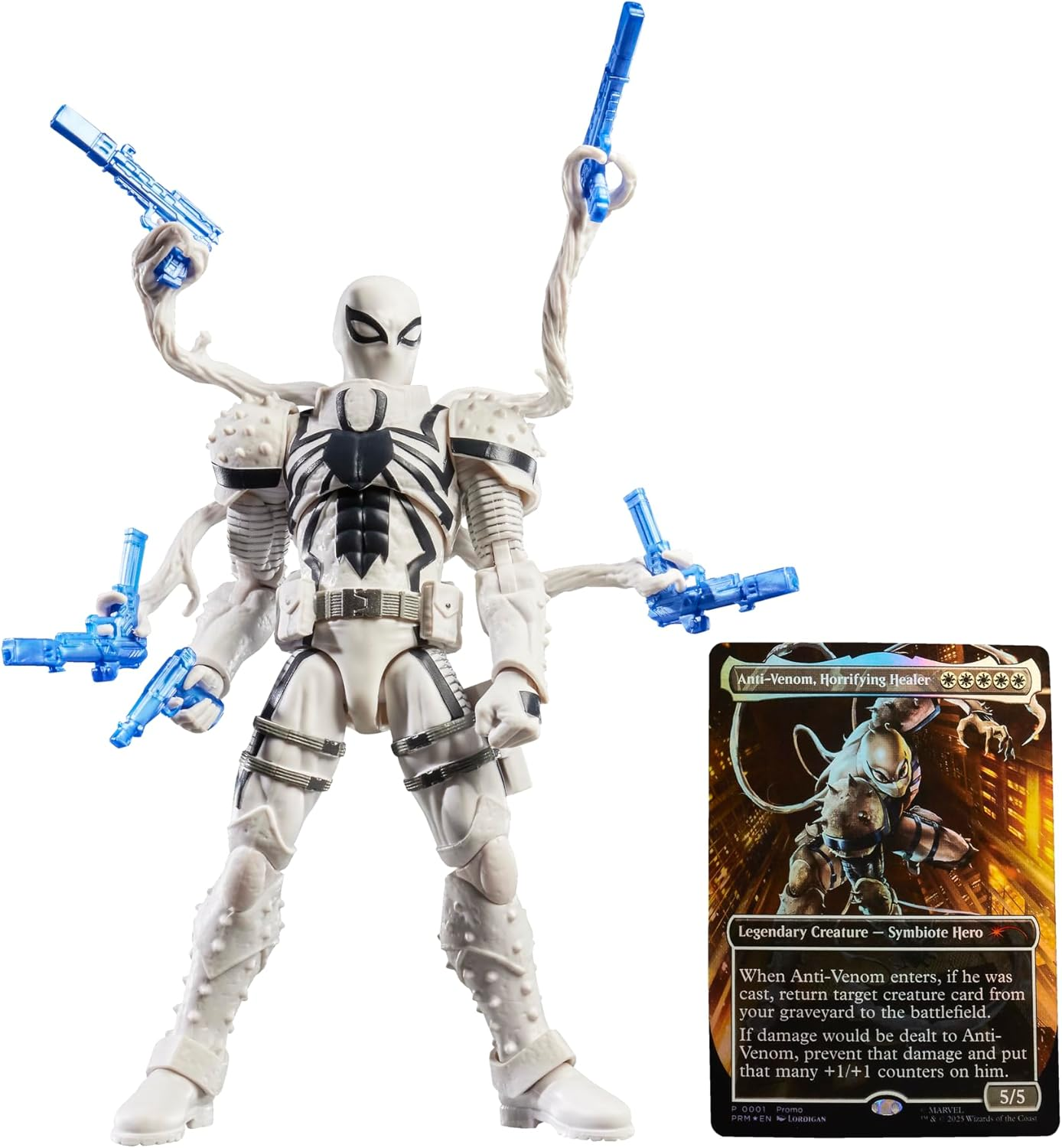 Marvel Legends Series Magic: the Gathering Agent Anti-Venom, 6-Inch Spider-Man Action Figure Toy plus Exclusive Foil Collectible Card Game Trading Card image number 2