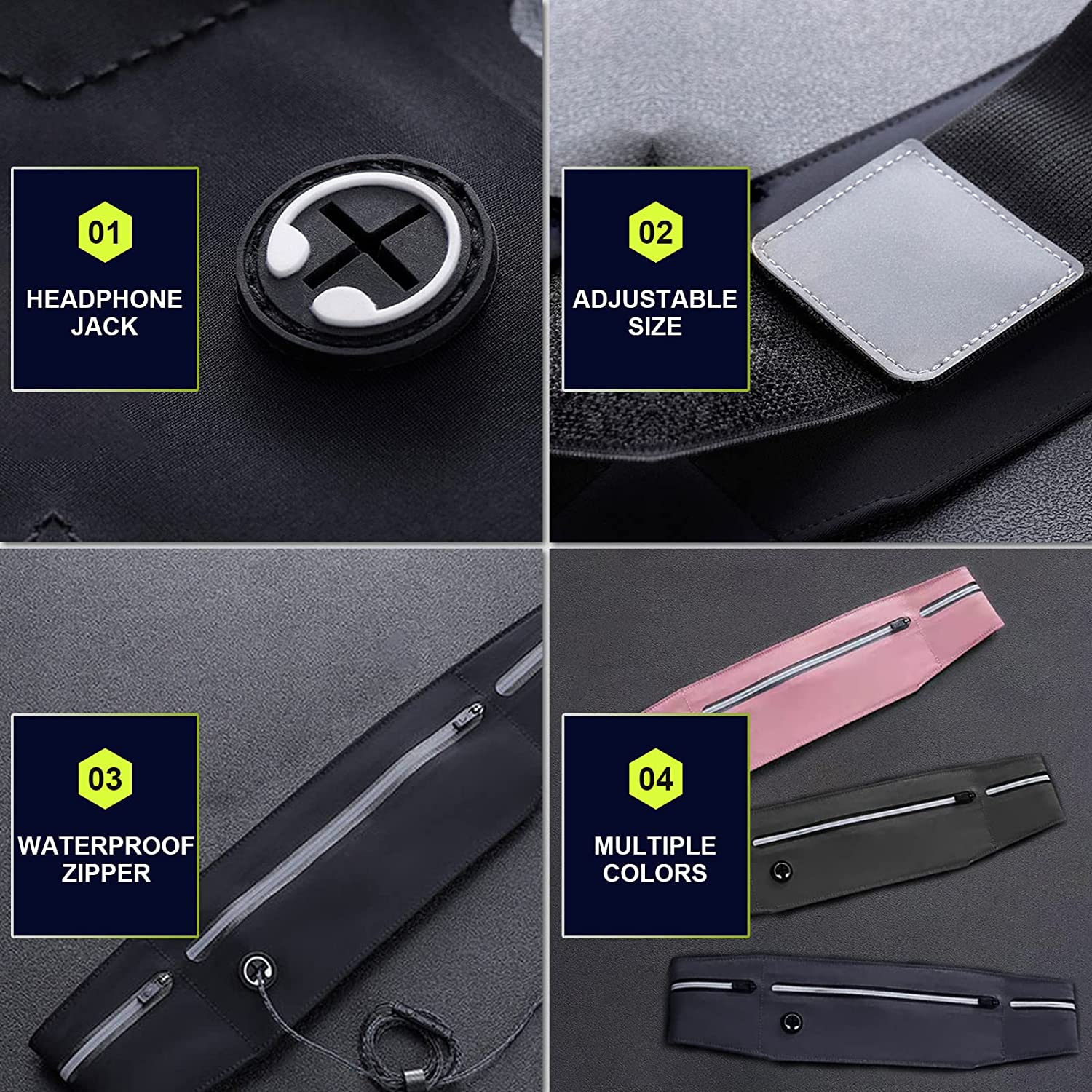 Running Belt for Men and Women, Waist Pouch Belt, Water Resistant Fanny Pack, Reflective Strips Fits Large Phone for Running, Hiking and Cycling image number 6