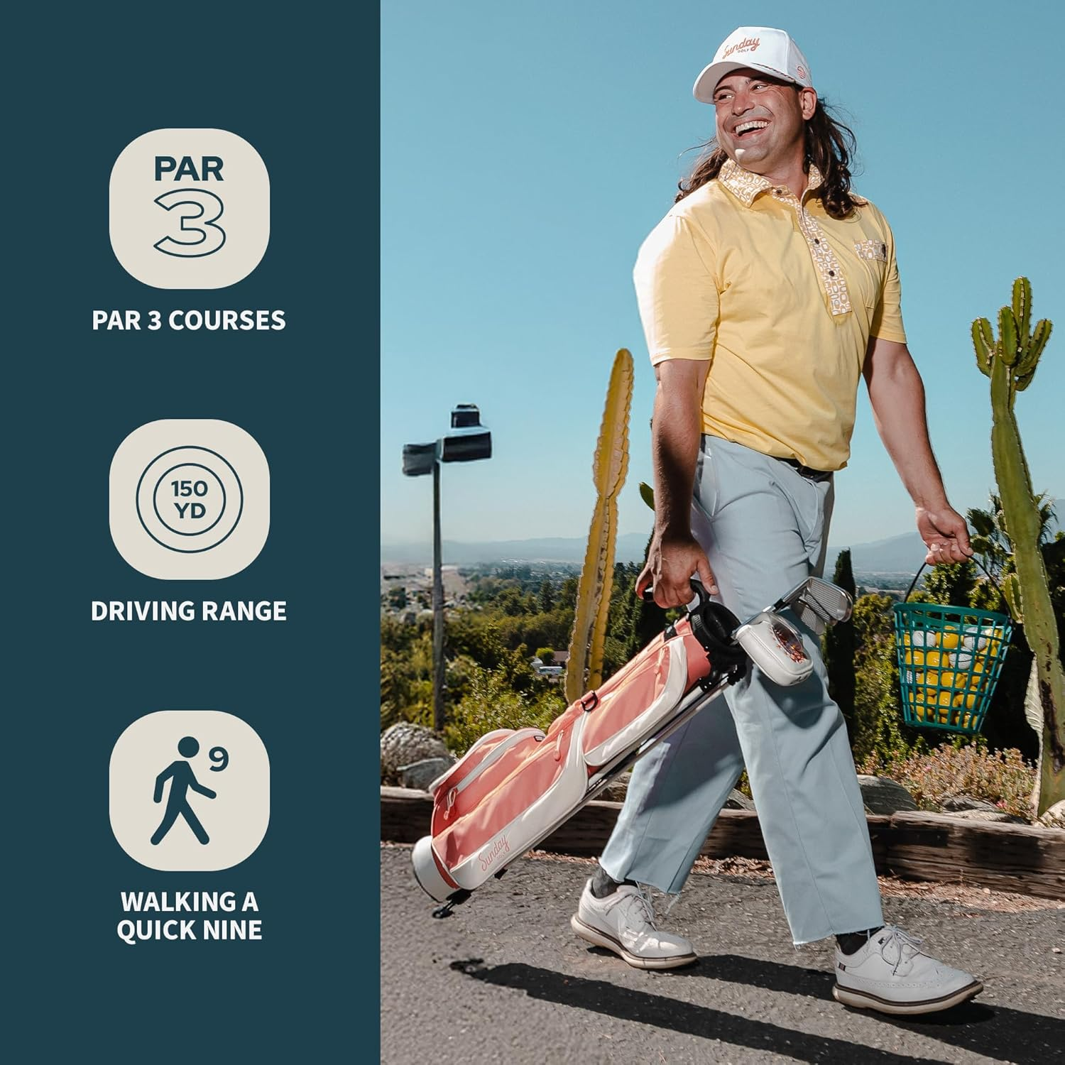 Sunday Golf Loma Bag - Lightweight Sunday Golf Bag with Strap and Stand &ndash; Easy to Carry Pitch N Putt Golf Bag &ndash; Golf Stand Bag for the Driving Range, Par 3 and Executive Courses, 31 Inches Tall - Blue image number 4