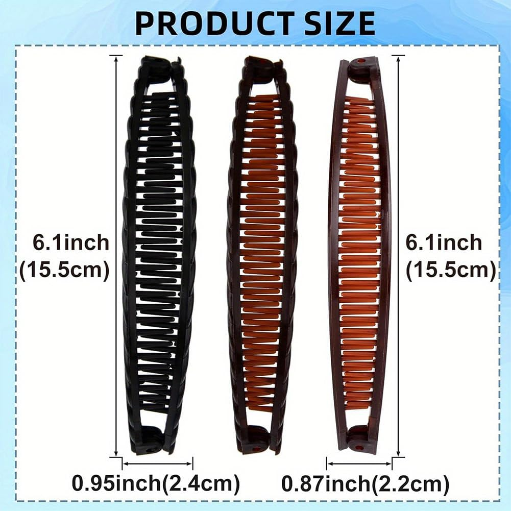 Set of 3 Banana Clips Hair Non-Slip Banana Clip Vintage for Thick Thin Hair Robust Hair Clips Women with Extra Hold Lightweight Hair Accessories for Women Girls