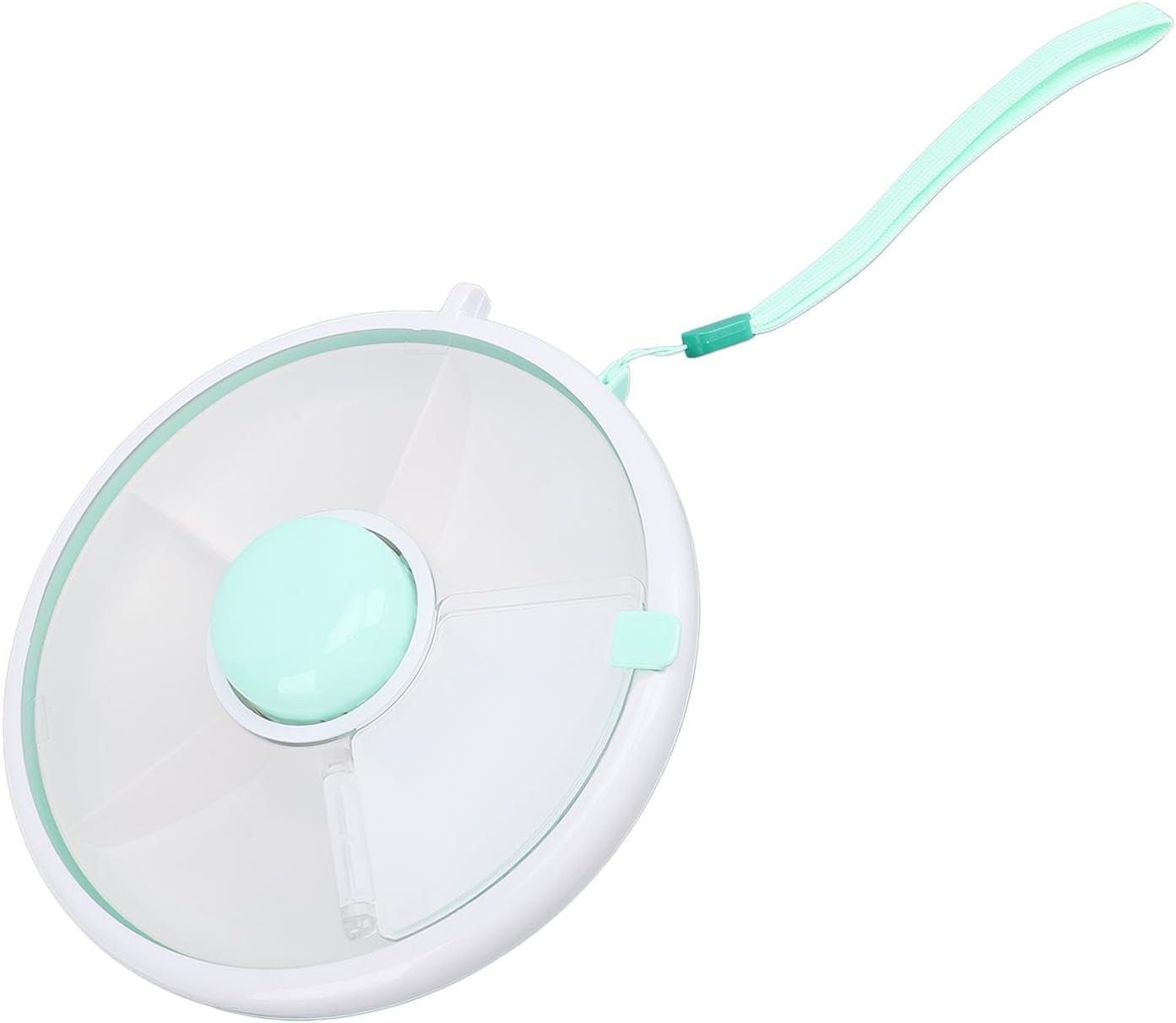 Rotating Kids Food Box, 360&deg; Rotating Snack Bundle, Reusable Snack Container with 5 Compartment Dispenser and Lid, No Spill, Leakproof, Dishwasher Safe, for Home, Travel (Green)