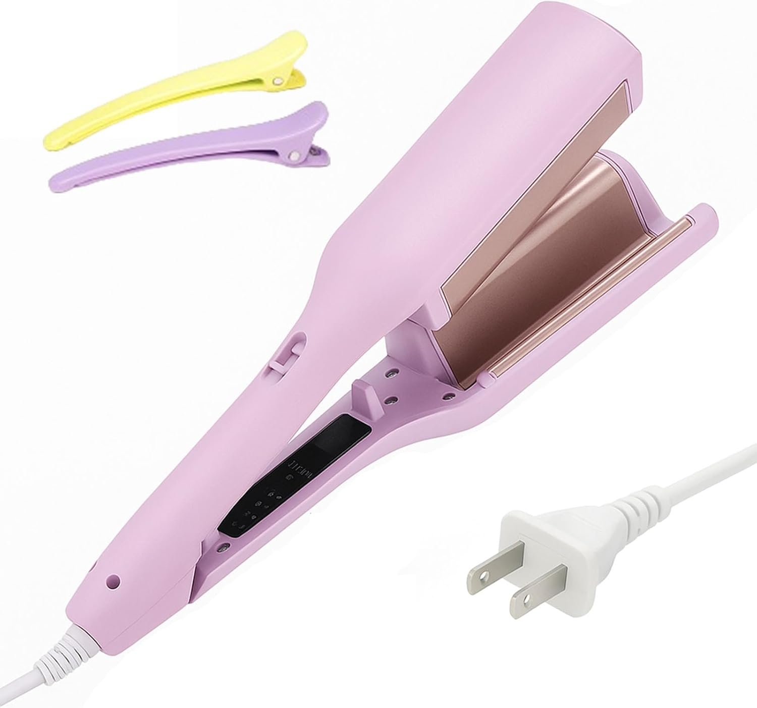 Homessencials Hair Styling Tool with Negative Ionic Technology &ndash; 3D Curling Iron for Frizz-Free Curls, Quick Heat in 15 Seconds, Adjustable Temperature for Smooth Waves, Beach Curls & French Style, Ideal for Home, Travel & Professional Use (B)