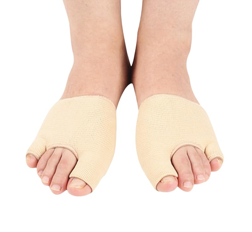 2 Pair Orthopedic Bunion Splint Hallux Valgus Correctors Separator Half Socks Bunion Sleeves Toe Joint Protector Pad Big Toe Straightener for Women Men (Colour of Skin, S)