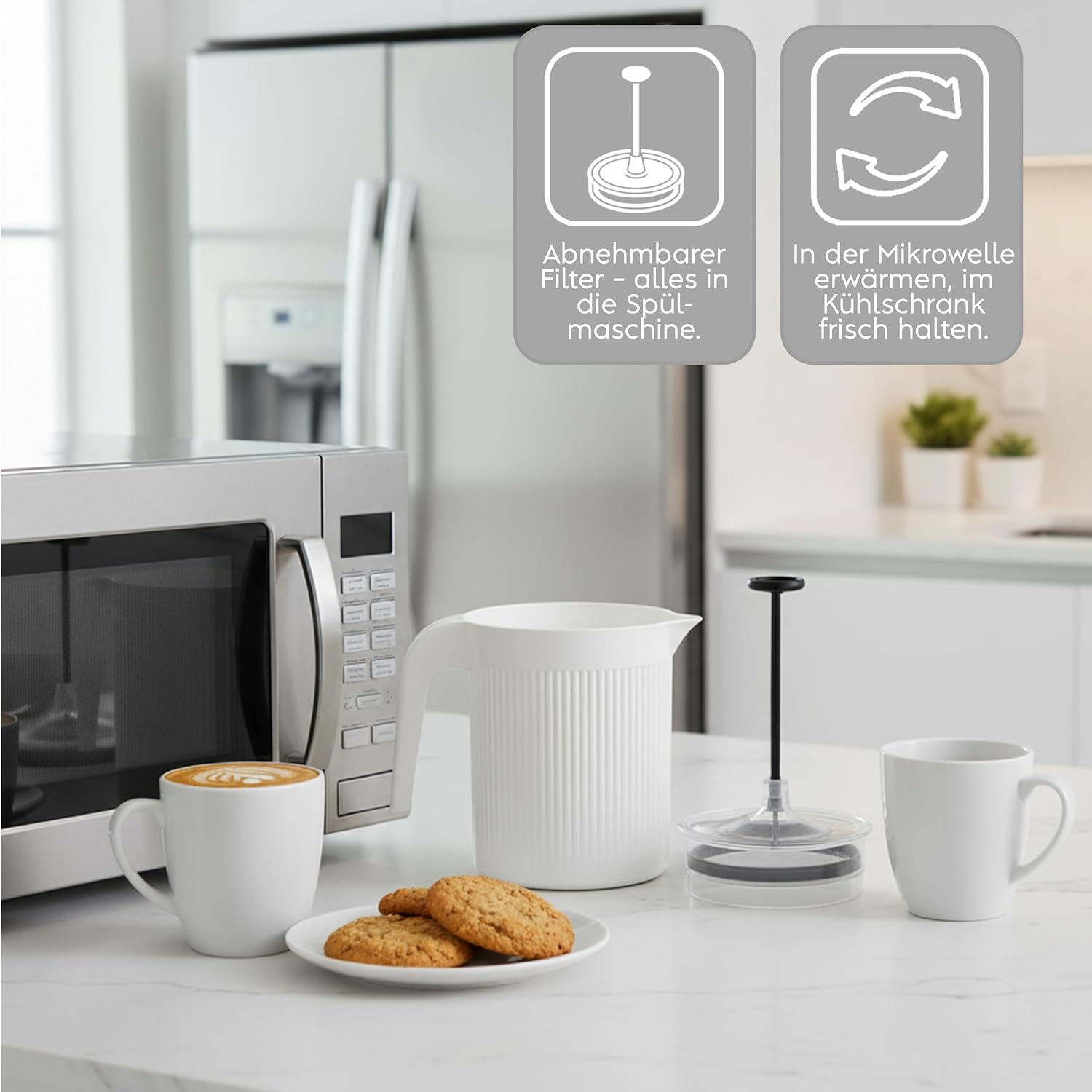 Snips, Cremix Milk Frother, Hand Milk Frother for Cappuccino, Hand Milk Foam, Colour &lrm; White 0.50 L, 10 X 14.5 X 15.3 Cm, Made in Italy image number 6