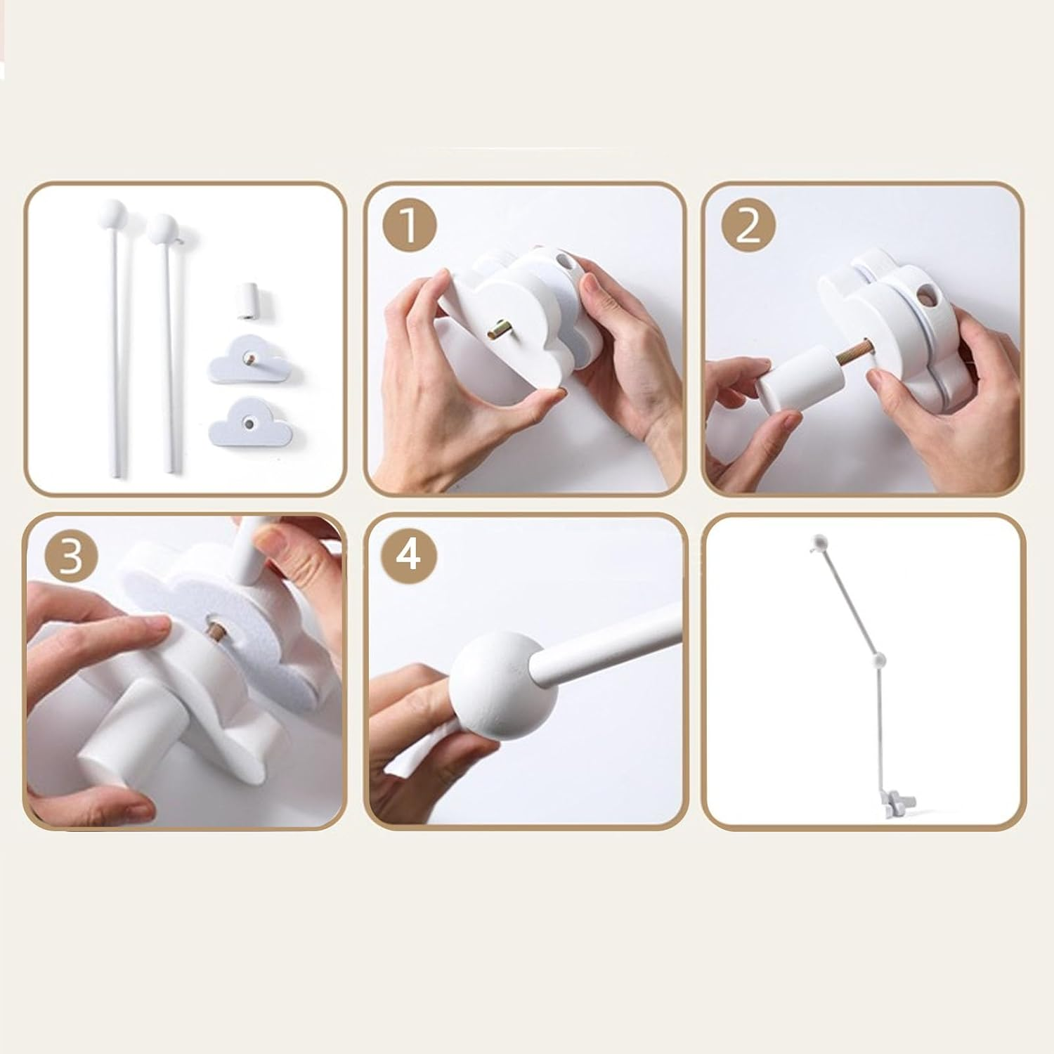 Wooden Crib Mobile Hanger Bracket, Baby Crib Mobile Arm Baby Mobile Holder Arm with Beech Wood No Tool Installation for DIY Projects Nursery Decor image number 3