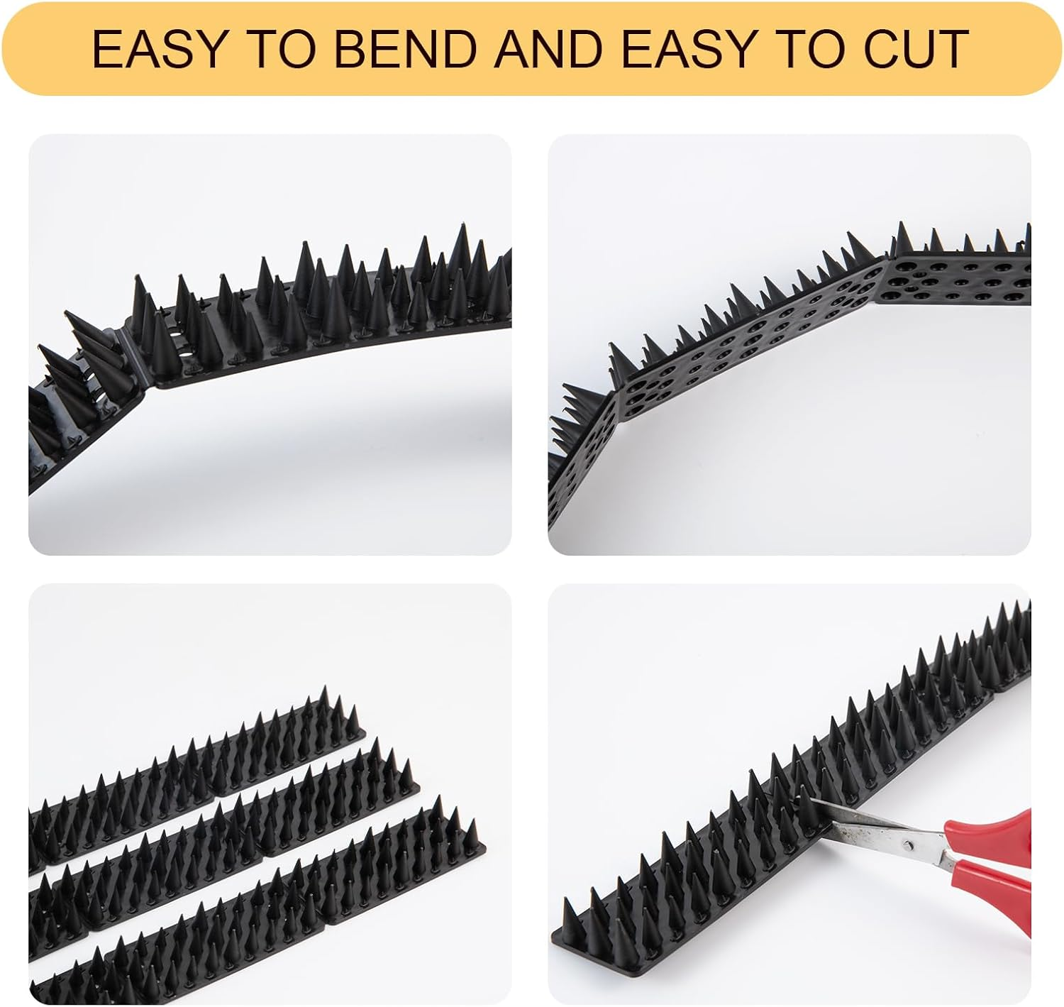 OFFO Bird Spikes,Pigeon Spikes for Pigeon Deterrent to Keep Bird or Cat Animals Away, Fence Wall Spikes of Bird Deterrent Covers 7.5M,Height 1.7Cm,Black image number 1