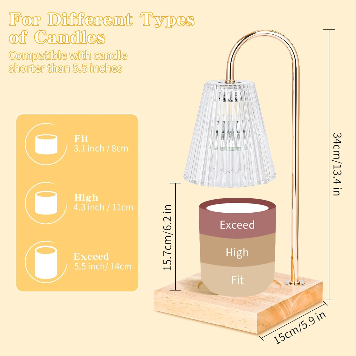 Candle Warmer Lamp with Timer, Electric Candle Lamp Warmer, Mom Birthday Gifts for Room, House Warming Gifts New Home Bedroom Decor for Couples, Wax Melt Warmer with 2 Bulbs (Clear) image number 1