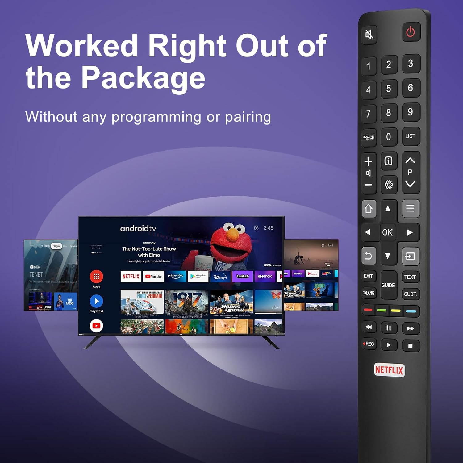 (Pack of 2) Universal Remote Control RC802N for TCL Smart Android Tvs FFALCON LED 4K UHD HDR Smart Tvs,Replacement with Shortcut Buttons for Netflix image number 2