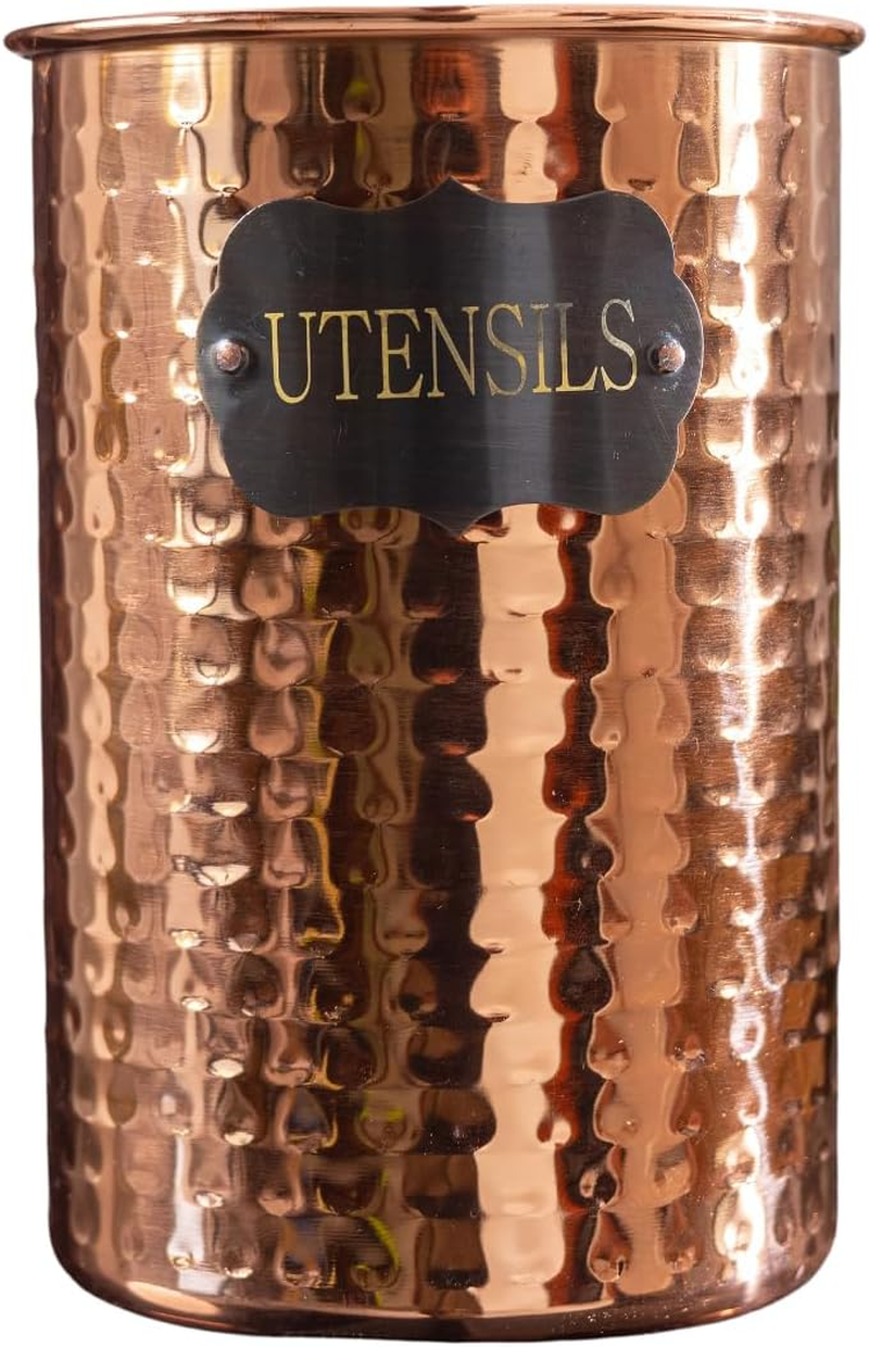 POSHGRAM Copper Utensil Holder - Premium Stainless Steel with Elegant Copper-Plated Finish, Spacious 5.5&rdquo; Diameter X 7.5&rdquo; Height Design, Sturdy Base, Ideal for Kitchen Accessories image number 4