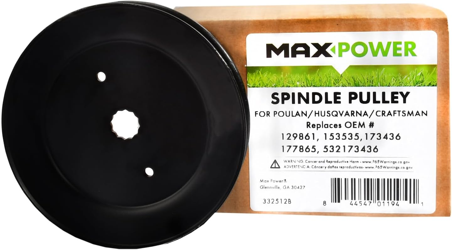Maxpower 332512B Spindle Pulley Replaces Craftsman/Husqvarna/Poulan, 129861, 153535, 173436, 177865, 532129861, 532173436, 532153535, Black image number 2