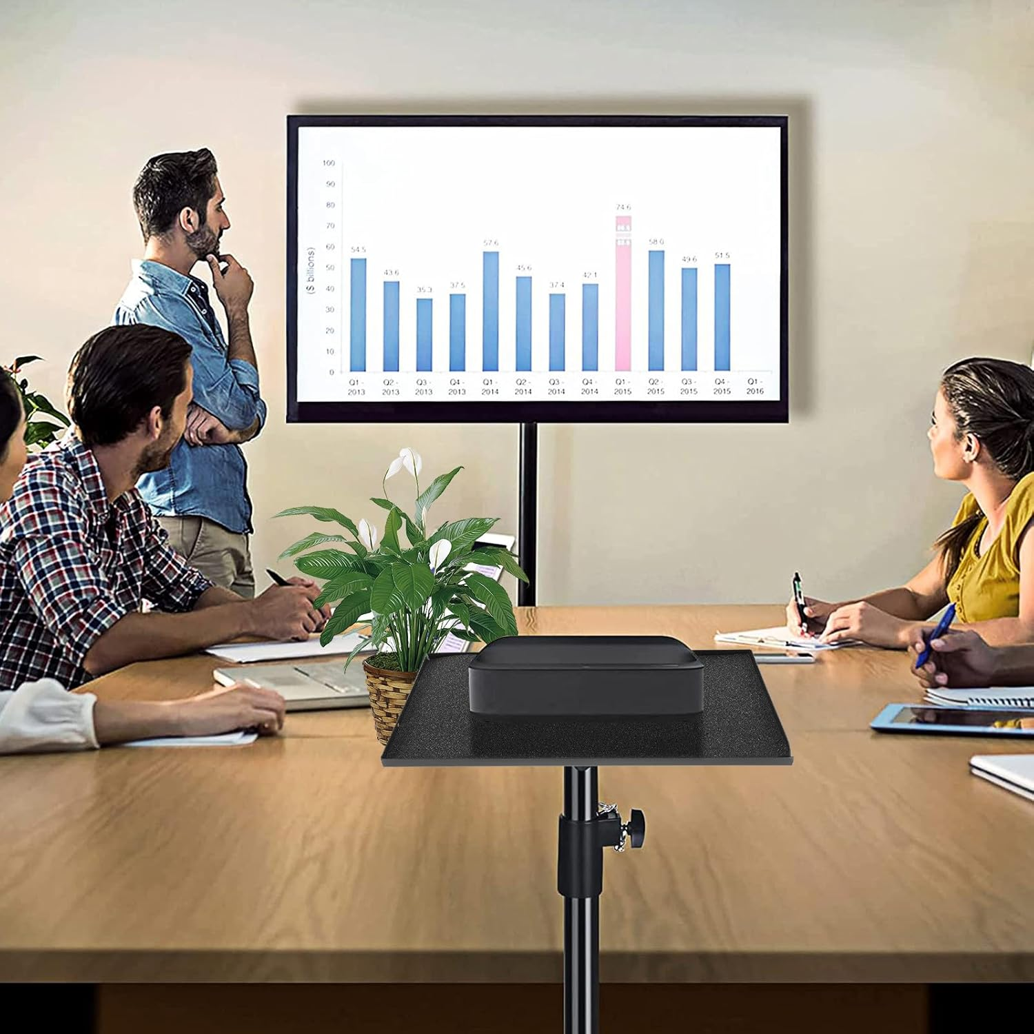 Ipetboom Projector Tray Tripod Stand Mount 39X29Cm with Laptop Pallet Platform for 1/4 to 3/8 Screws, Utility Broadcast Shelf Compatible with Notebook Holder and Mic Stand Tray for Office image number 2