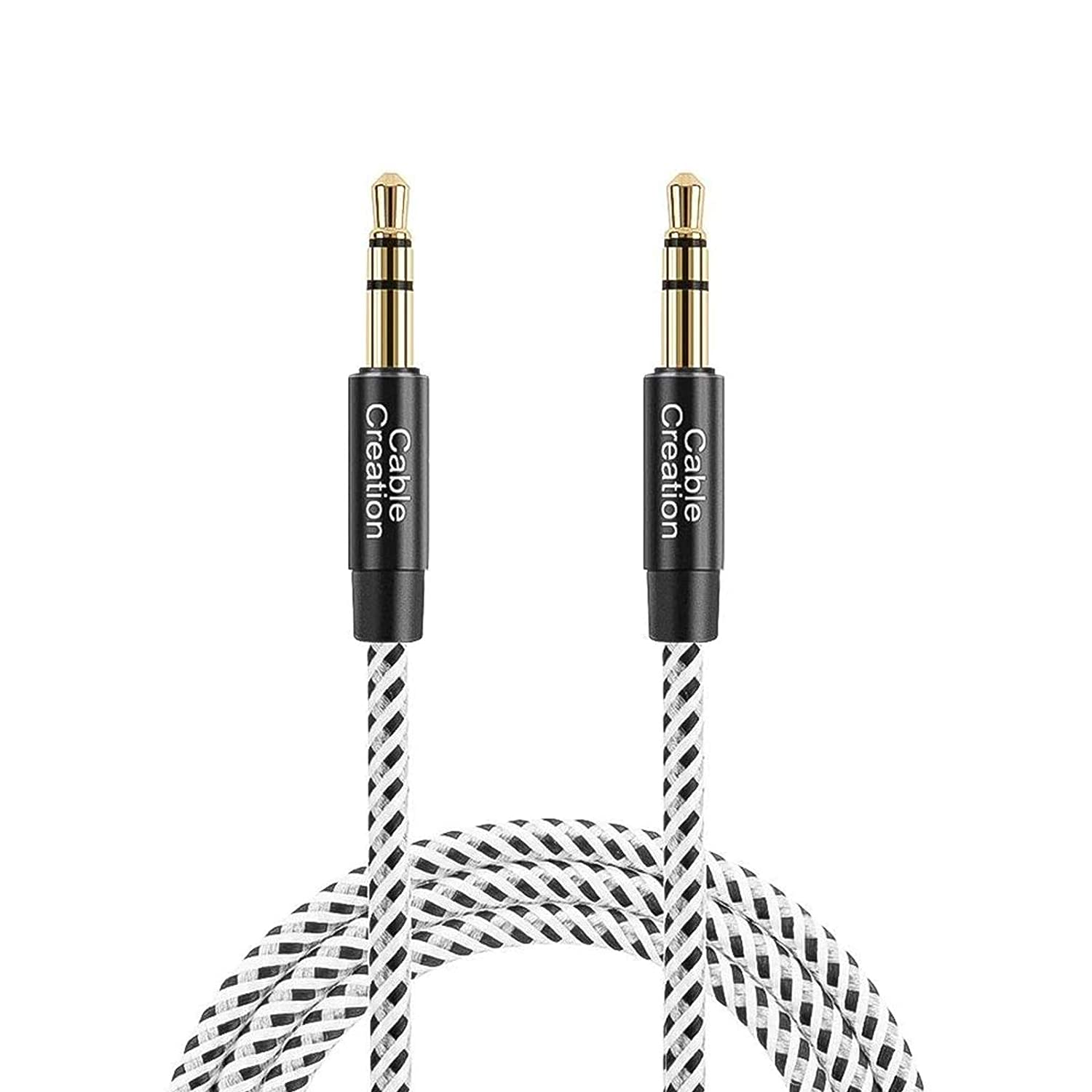 Cablecreation 20FT/6M Aux Cable, 3.5Mm Male to Male, Hi-Fi Sound, Cotton Braided, Tangle-Free, Compatible with Headphone, Speaker, Tablet, Laptop, Echo, Phone & More