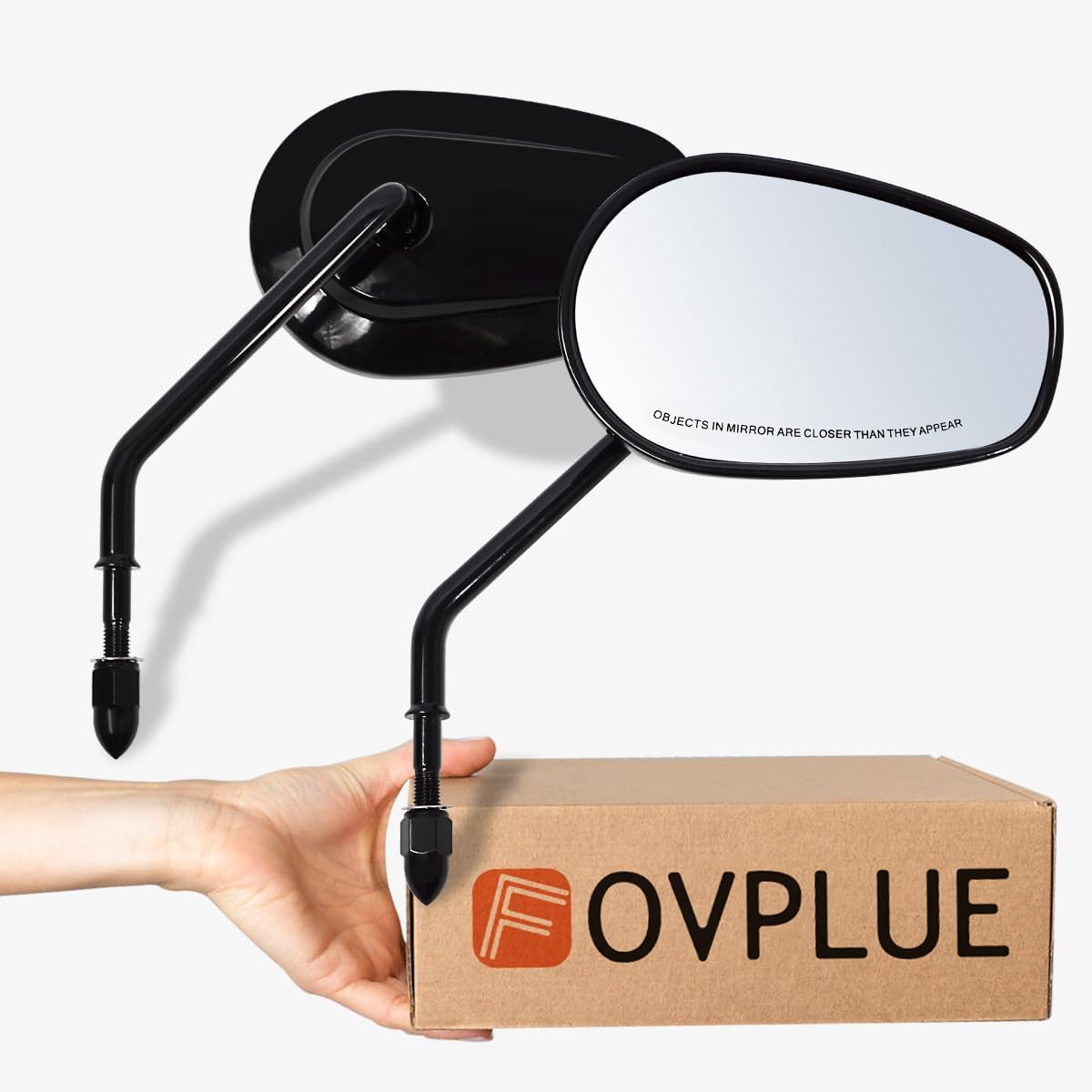 FOVPLUE Handlebar Mount Mirrors,Left & Right Side Long Stem Rearview Mirrors for 1982-2025 Harley Models,For CVO Dyna Electra Glide Road Glide Road King Softail Street Glide Sportster 1200 883,Black image number 3
