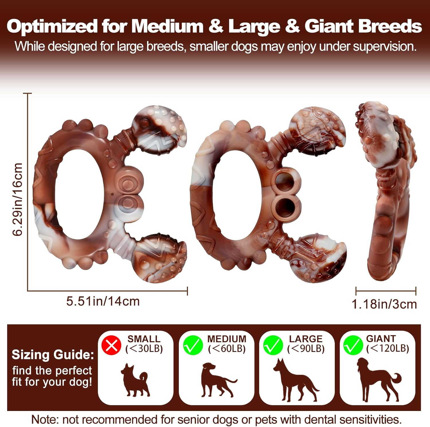 Adpartner Dog Chew Toys for Aggressive Chewers, Puppy Teething Toys Tough Beef Flavored Dog Toys to Teeth Cleaning Reduce Pet Anxiety and Boredom, Nylon Crab Dog Bone Toy for All Breeds of Dogs image number 3