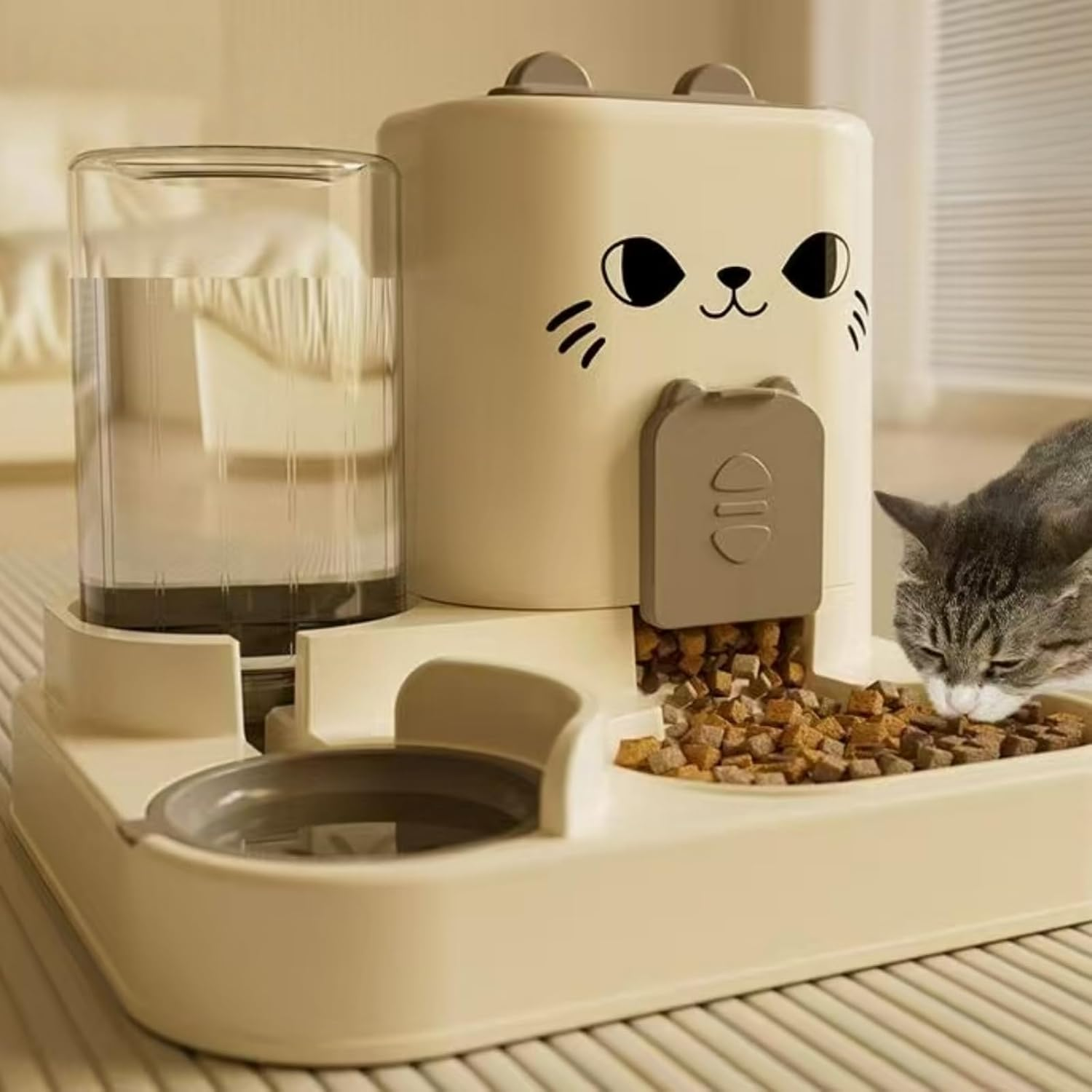 XXYSPT Utomatic Cat Feeder and Water Dispenser Set, 2-In-1 Pet Food Dispenser with 2.3L Dry Food Container and 1L Water Bottle, Gravity Feeding System for Cats and Small Dogs image number 1