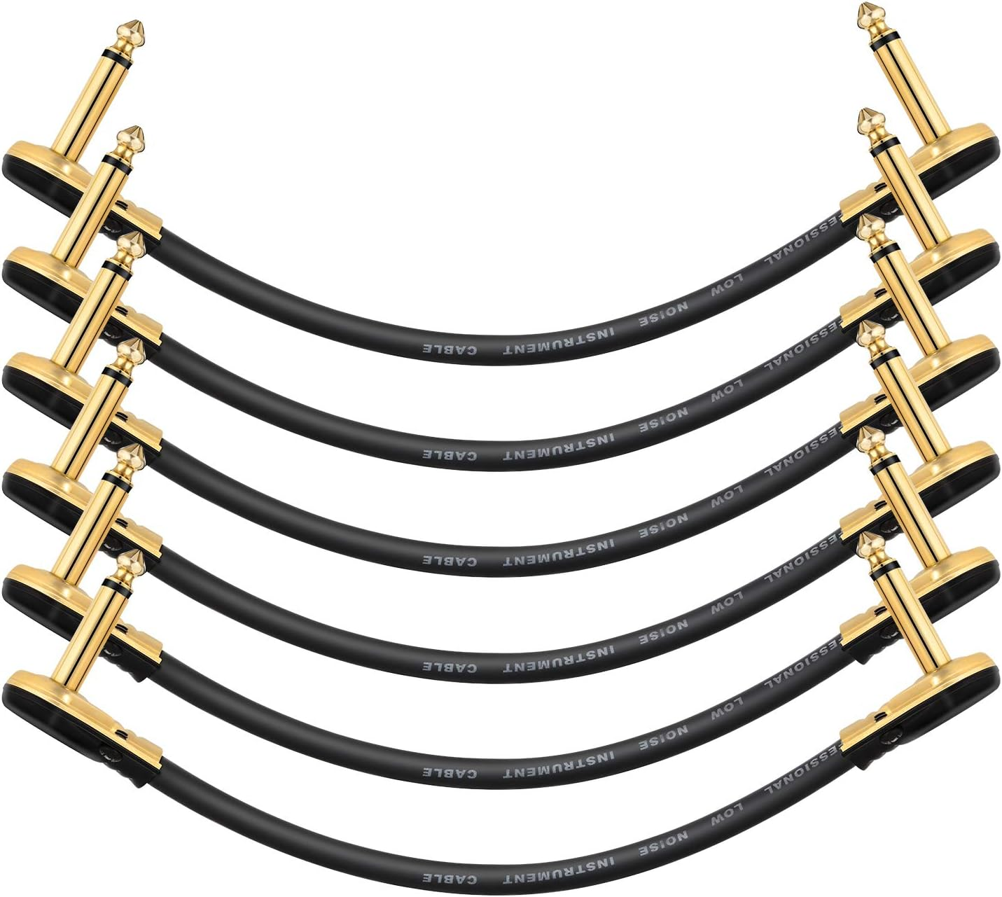 Donner Guitar Patch Cables Right Angle, 6 Inch Effect Pedal Cords 1/4 Instrument Cables for Guitar Bass Effects Pedals 6 Pack