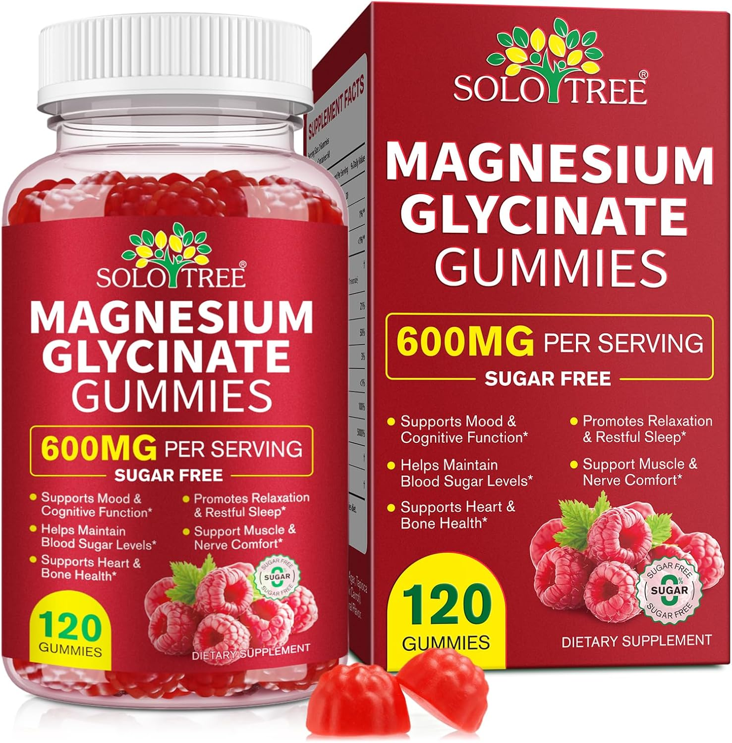 Magnesium Glycinate Gummies 600Mg | Calcium, Potassium, Vitamin D3 & B6 | Coq10 & Black Pepper | Sugar Free | Raspberry Flavour | 120 Gummies image number 5