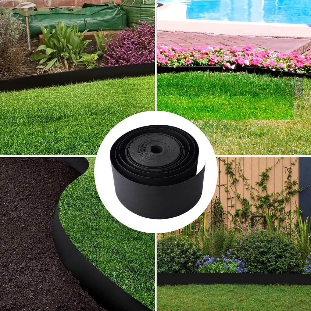 Poly Garden Edging, 15Cm * 10M No Dig Flexible Plastics Landscape Fabric, Edging & Fencing Decorative Landscape Border, 3Mm Width (Green) image number 3