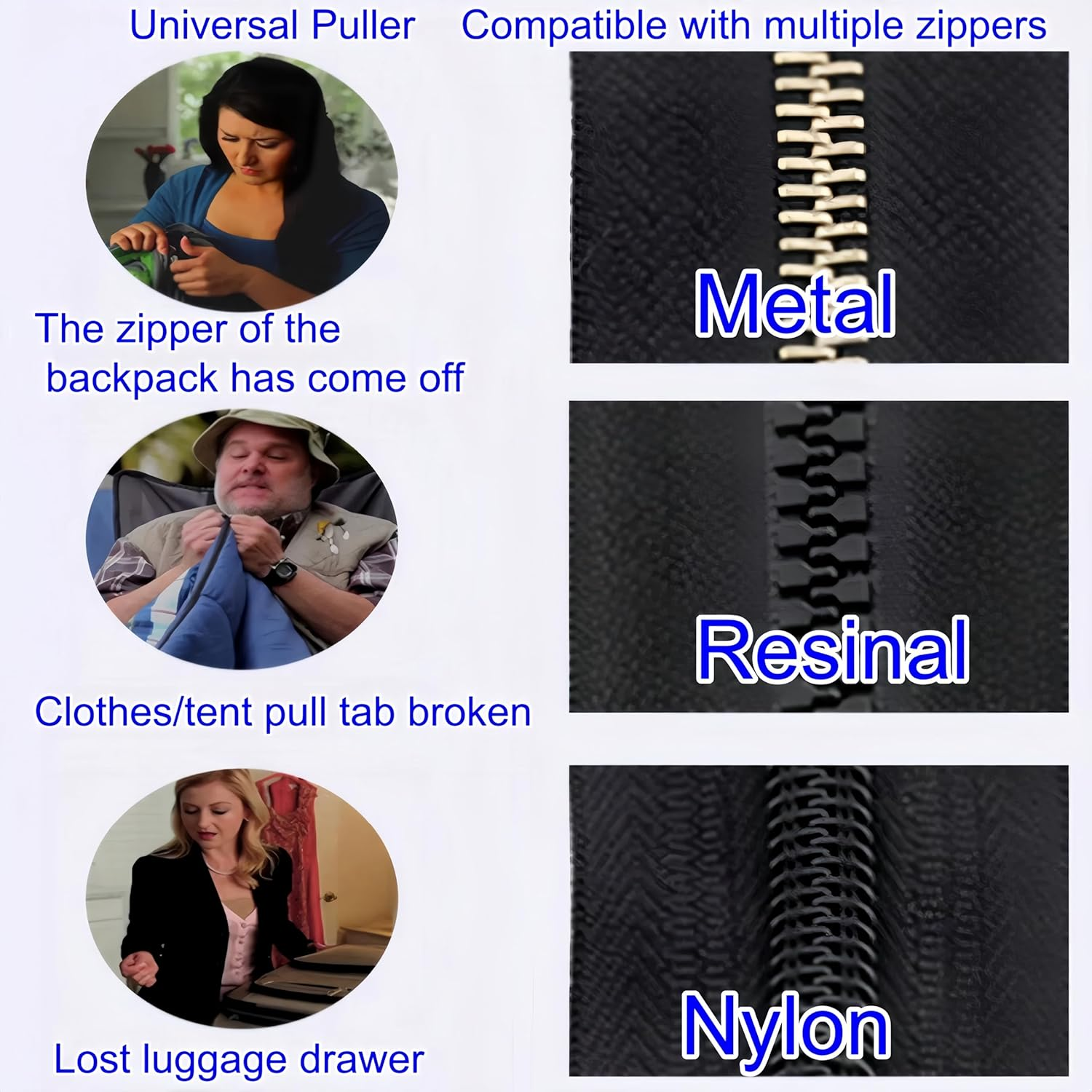 Febohao 15Pcs Removable Universal Zipper Repairer Zipper Pull Replacements Quick Install for Sewing Clothes Jacket Backpacks Shoes Boots image number 5