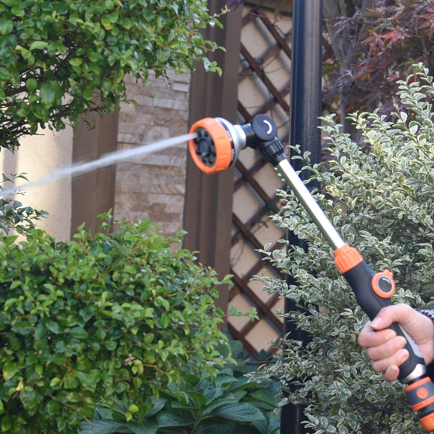 Watering Wand Heavy Duty, Garden Hose Wand with 8 Spray Patterns, 18.5Inch Sprayer Wand, Long Hose Nozzle Sprayer for Hanging Baskets, Shrubs, Garden, Lawn, Car Washing image number 4