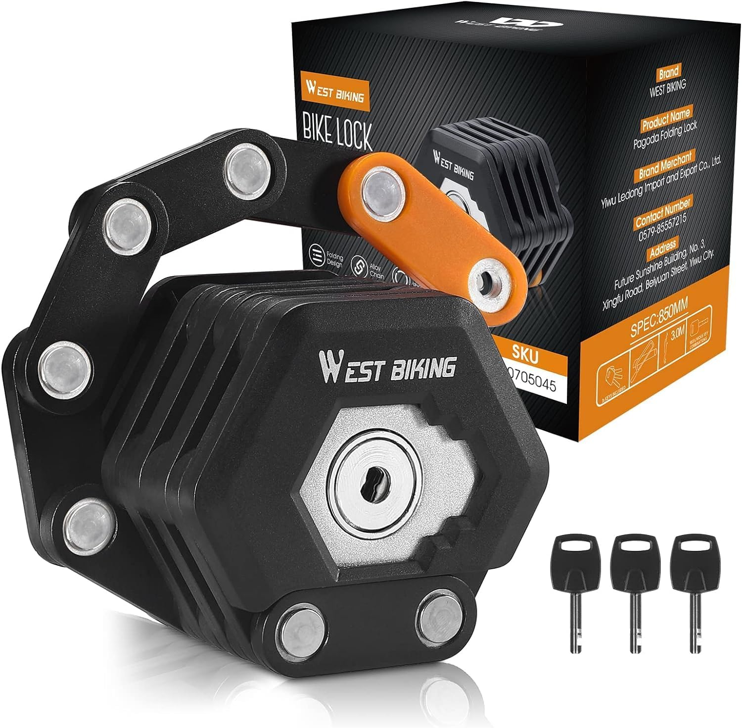 ICOCOPRO Folding Lock, 85 Cm Bicycle Lock with Key & Holder, Bicycle Lock High Security with 26 Steel Segments, E Scooter Lock Bicycle Locks for Mountain Bike/Road Bike/Bmx/Mtb image number 3