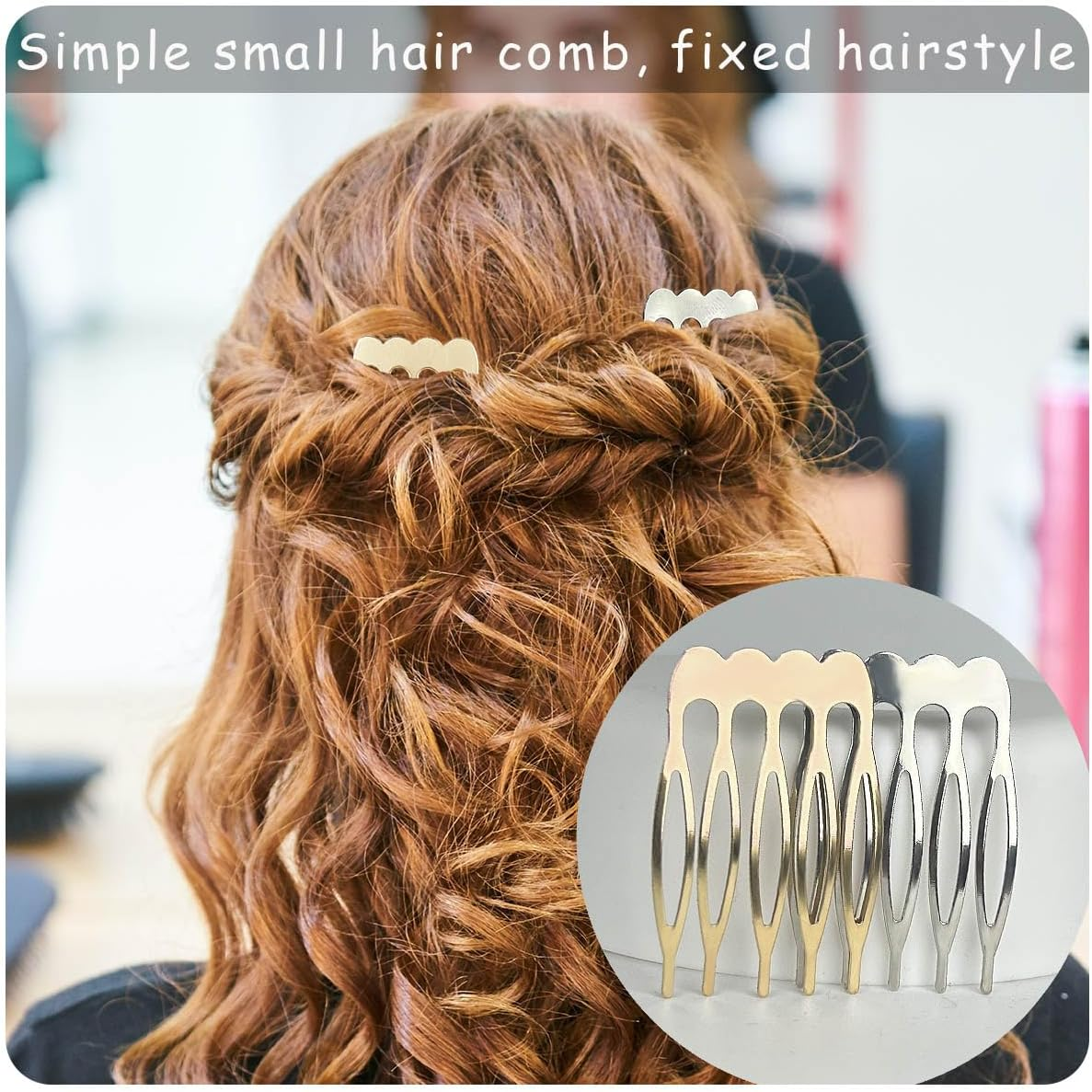 Qoaimu 20 Pack 5 Teeth Small Hair Side Combs, Hair Clip Combs, Plain Blank Crafting DIY Slide Combs, Small Tiny Hair Side Combs, Bridal Wedding Veil Combs for Fine Hair, Silver and Gold image number 3