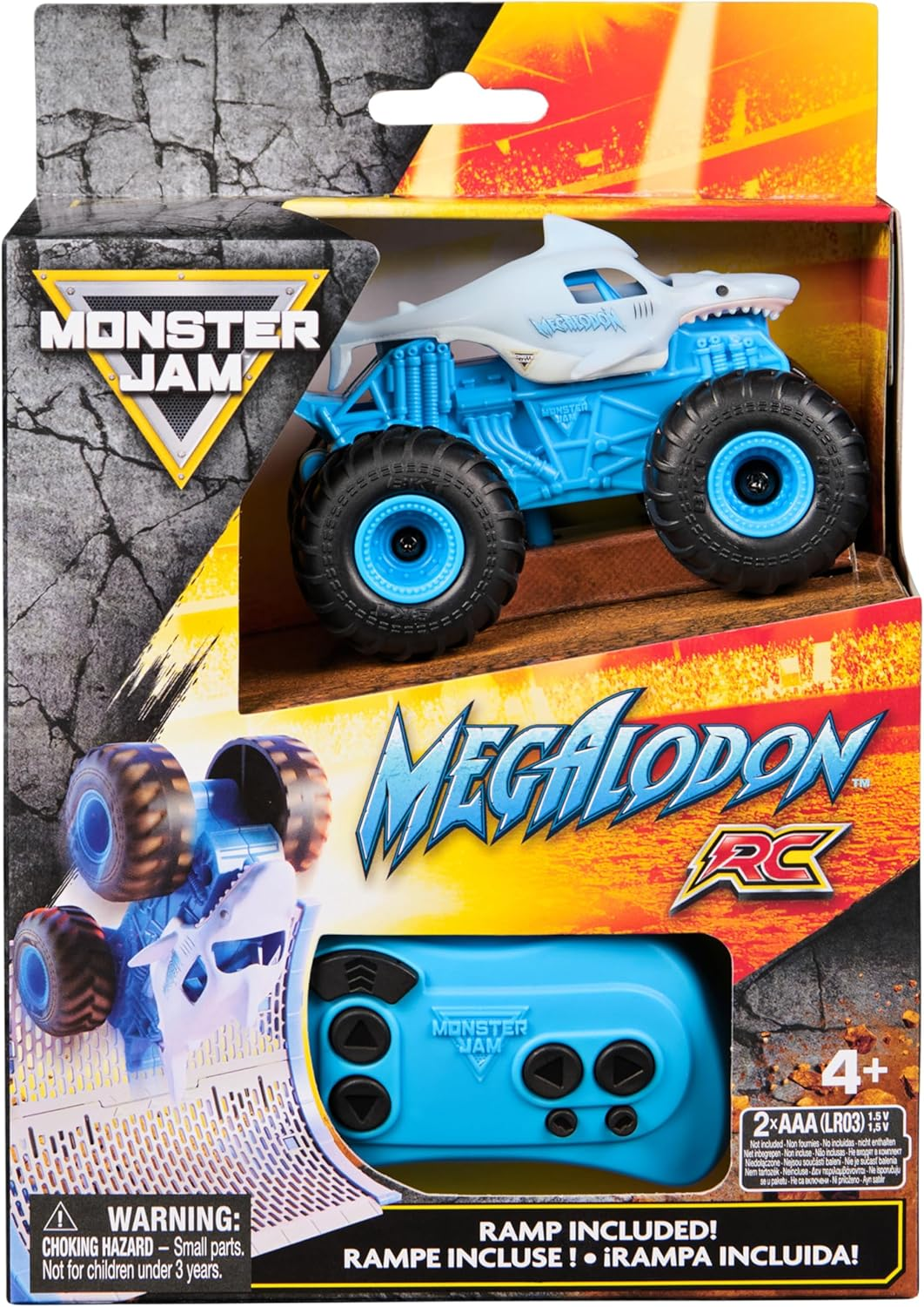 Monster Jam, Official Megalodon Remote Control Monster Truck with Ramp, Small 1:64 Scale RC Cars Kids Toys for Boys and Girls Ages 4 and Up image number 1