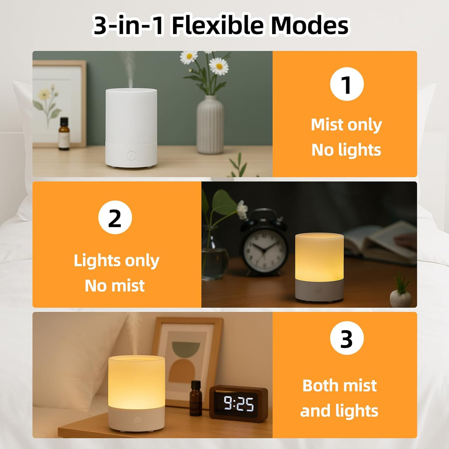 120Ml Essential Oil Diffuser with Fine Mist, Ultrasonic Aromatherapy Humidifier with 7-Colour LED Light, Quiet Operation & Auto Shut-Off, Ideal for Aesthetic Home, Office, Yoga, White image number 5