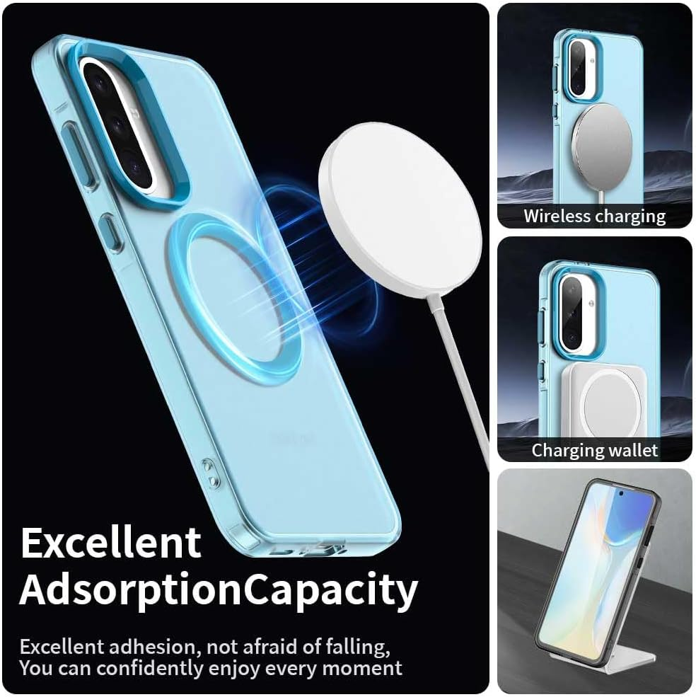 Compatible with Motorola Moto G35 5G Drop Protection Magnetic Charging Phone Case Cover Blue