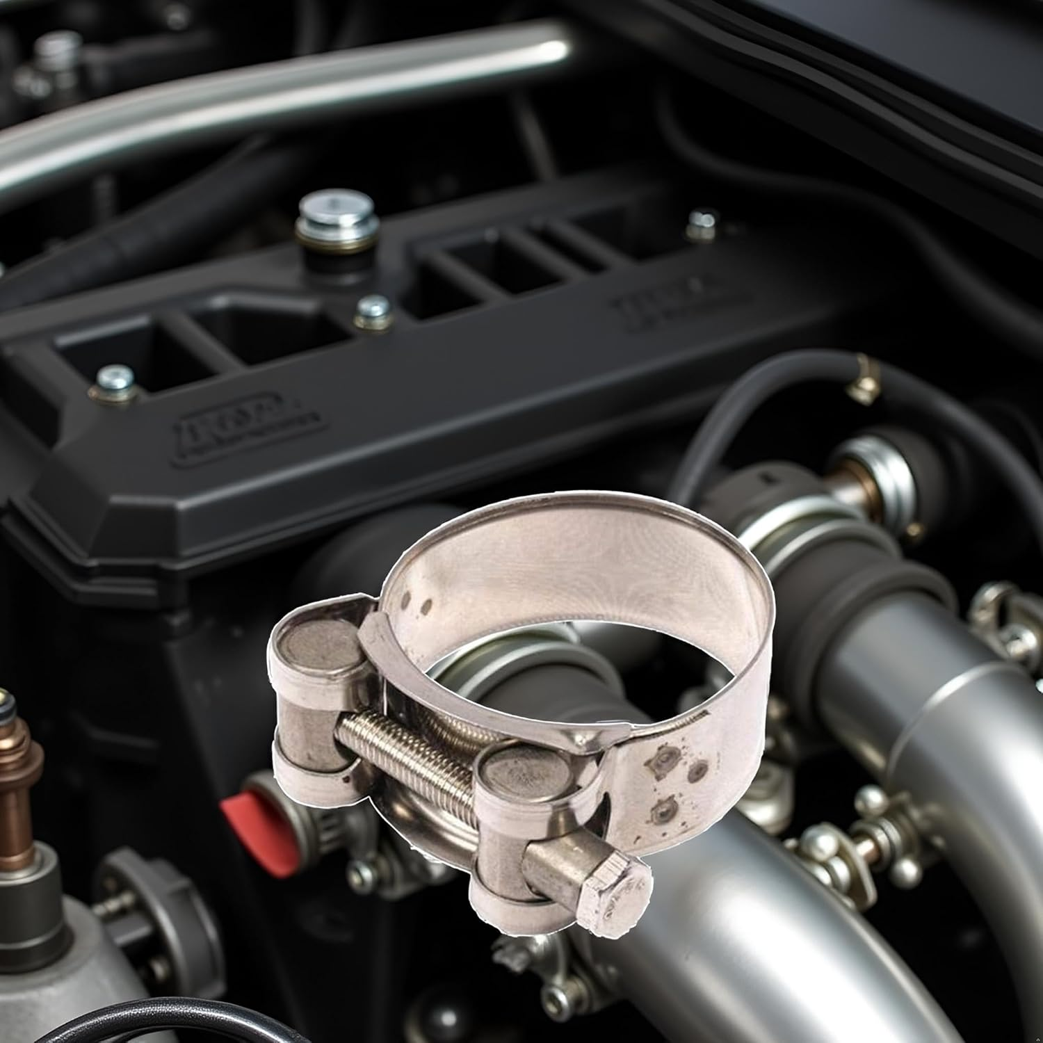 Exhaust Clamp Stainless Steel Exhaust Band Clamp Replacement for Motorcycle Water Hose Car Automotive Replacement Exhaust Clamps (48-51Mm) image number 3