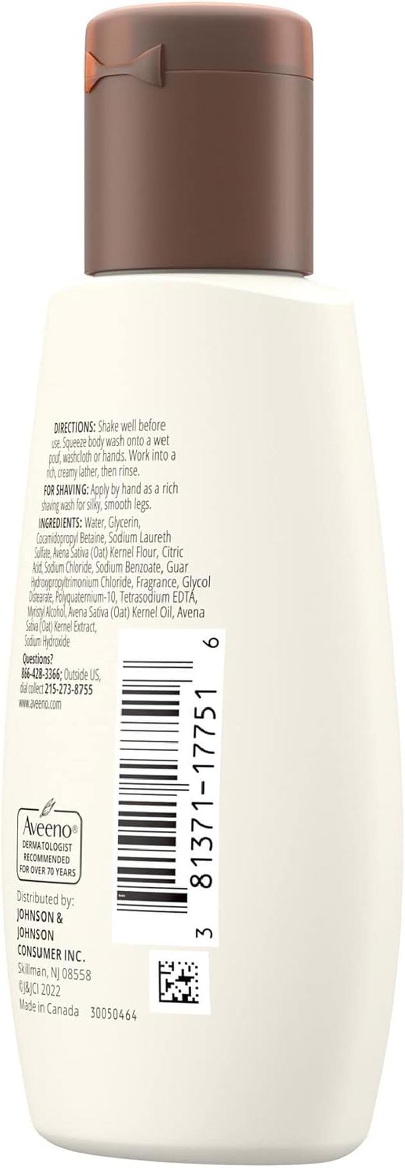 Aveeno Daily Moisturizing Body Wash, Travel Size, 2 Fluid Ounce (Pack of 6) image number 3