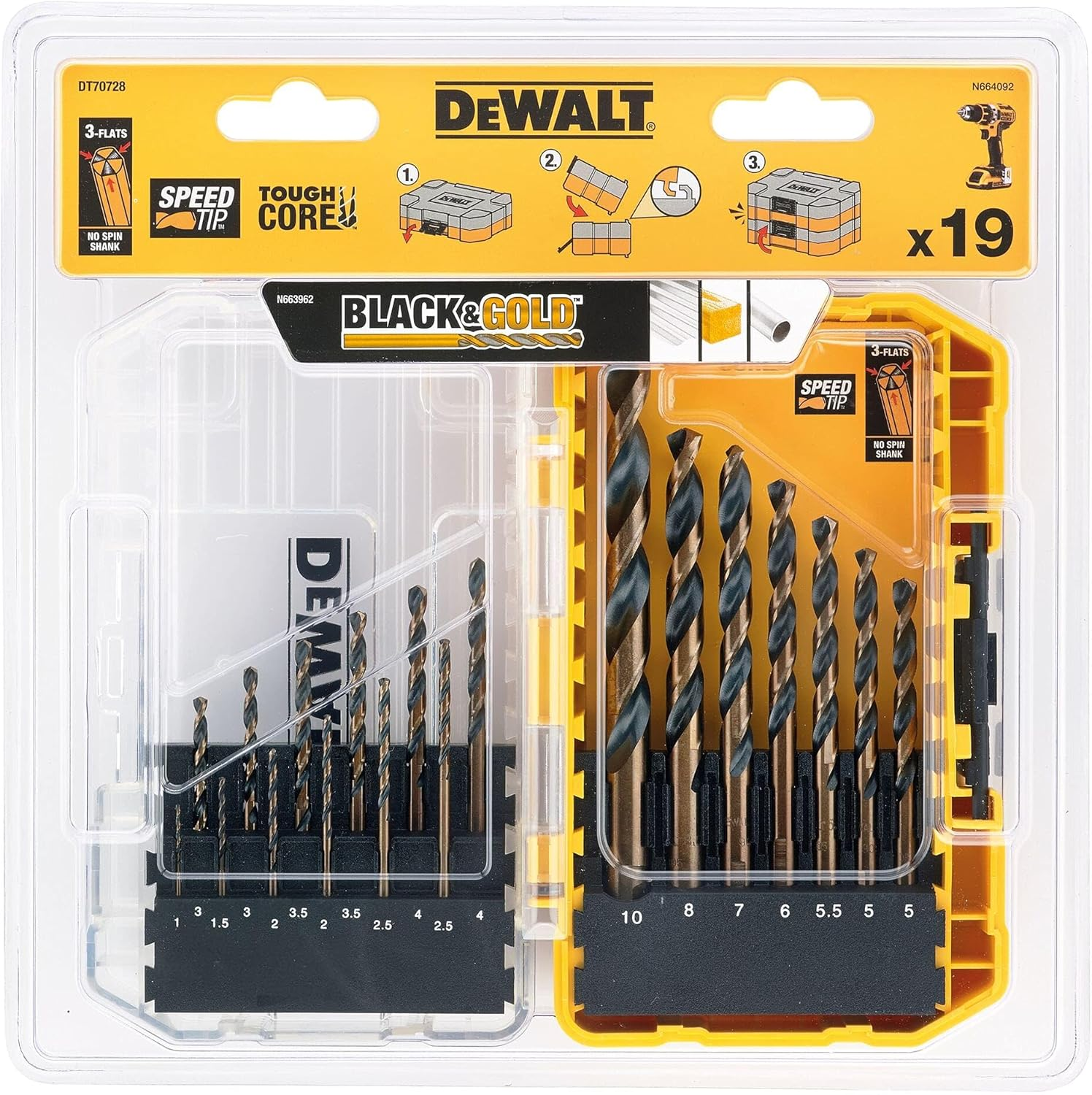 DEWALT 19PC HSS Black and Gold Drill Set image number 2
