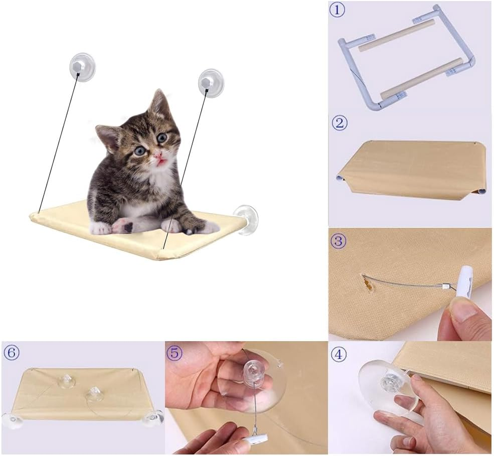 Cat Hammock Window Reinforced Cat Window Seat with Suction Cup Window Lounger for Cats for Sunbathing Pet Bed Large Cats up to 15 Kg image number 1