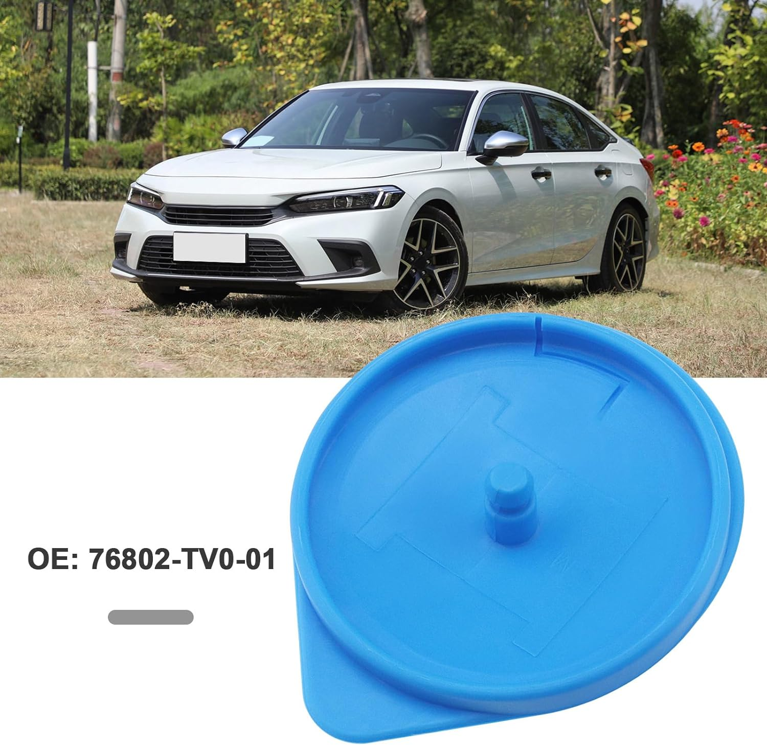 Emsea 1X Wiper Wash Reservoir Cap Windshield Reservoir Plastic Cover Bottle Cap Gasket 76802-TV0-01 Compatible with Honda Civic 2006-2011, Blue image number 2