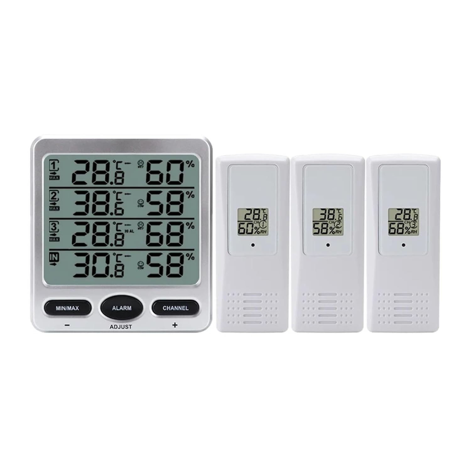 Wireless Weather Station Household Big LCD Indoor Outdoor Real Time Temperature Humidity Trend Monitor Limit Alarm 3Pcs Sensors image number 5