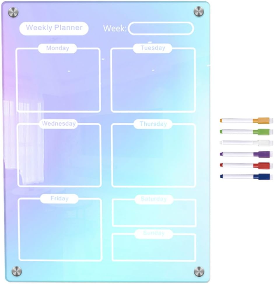 Operitacx Magnetic Weekly Planner Board for Fridge Acrylic Dry Erase Calendar Meal Planning image number 3