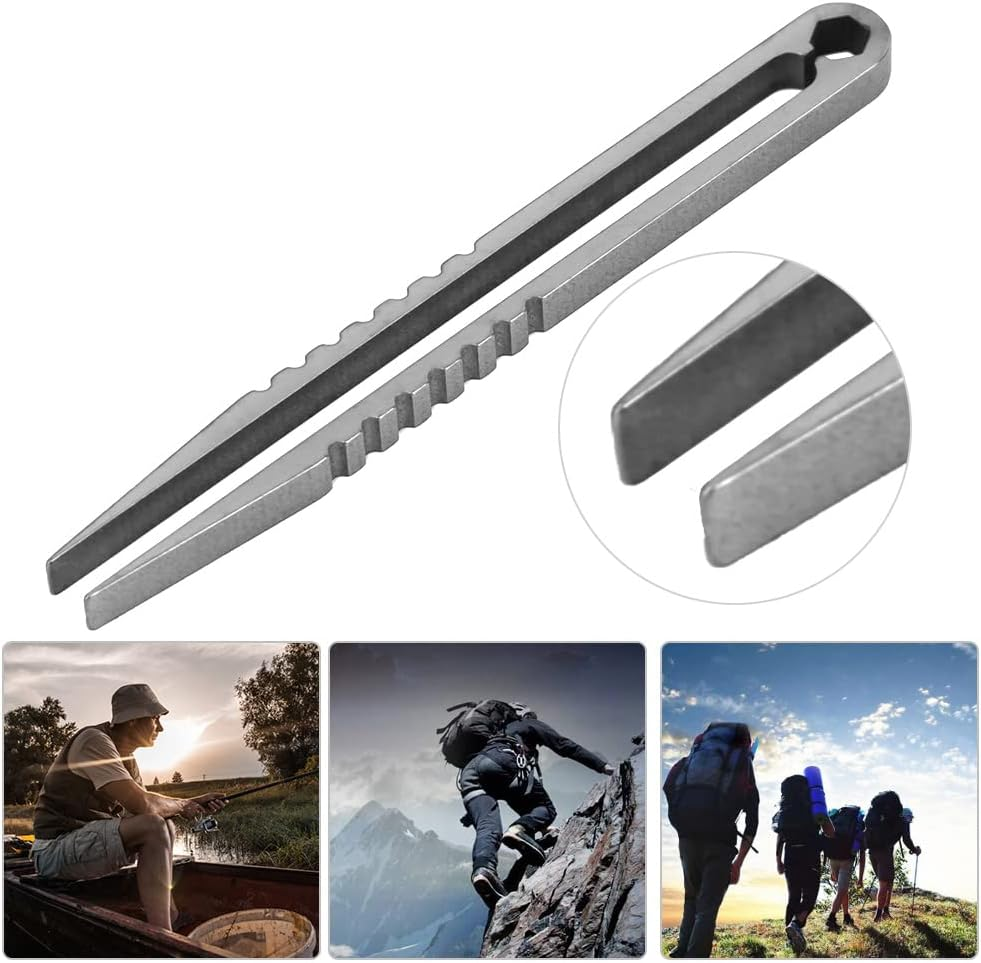 MUNEFE Portable Alloy Tweezers, Tweezers EDC, Portable Titanium EDC Tweezer, EDC Titanium Alloy Tweezer for Outdoor Survival Camping and Traveling (Steel Color) image number 3