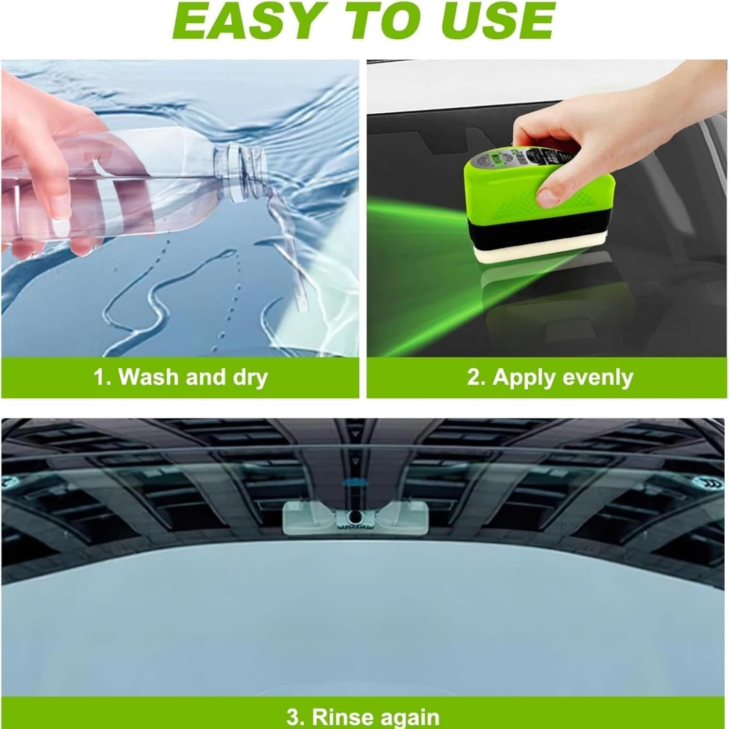 Car Tire Waxing Sponge Tire Shine Applicator + Oil Film Cleaning Brush Car Windshield Oil Film Cleaning Set, Reusable image number 3