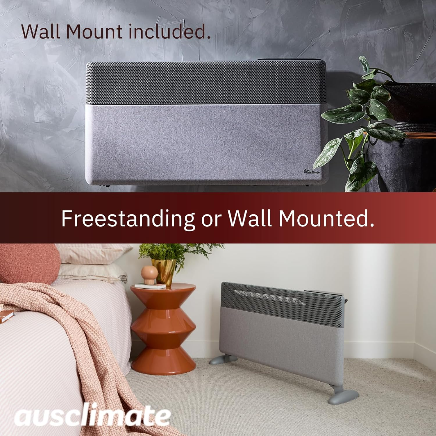 Ausclimate 1500W Smart Inverter Metal Panel Heater, Wall Mountable Home Heater Suitable for Medium-Sized Rooms up to 20M2, Compatible with Alexa and Google Home, Stone Grey image number 3