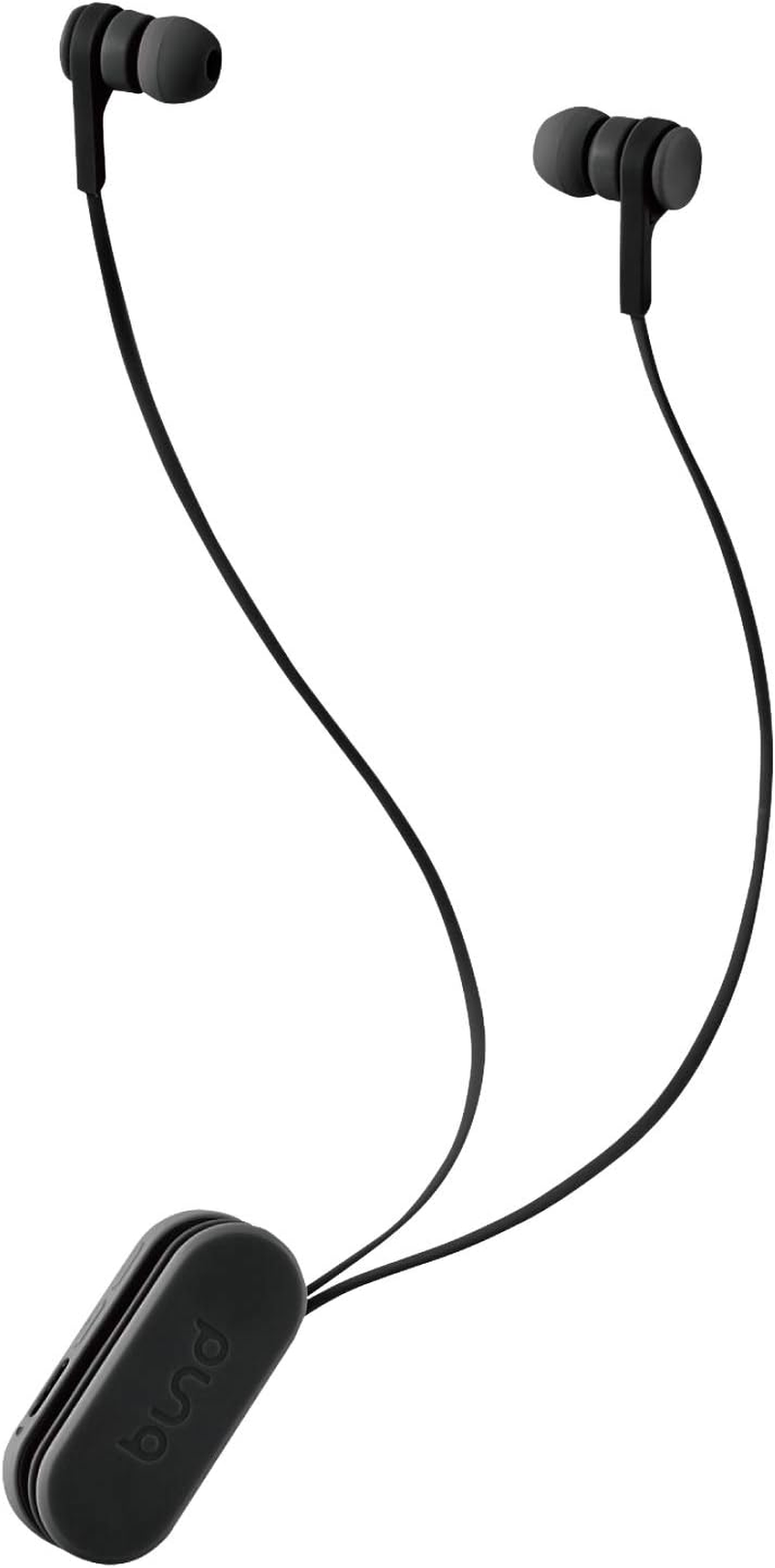 Elecom LBT-HPC17BK Wireless Earphones, Bluetooth Bund Wind-Up Type, Clip Included, Smoke Black