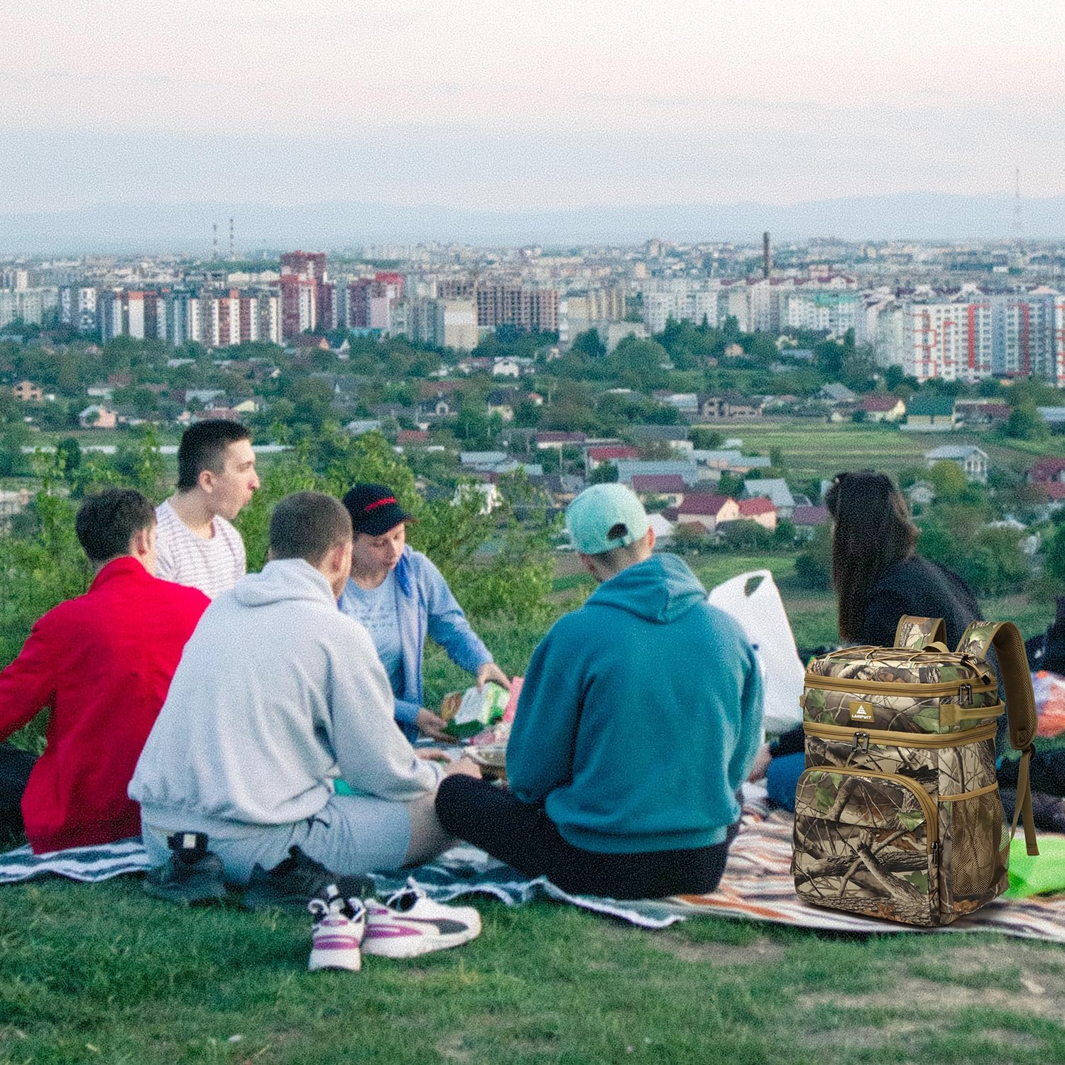 Laripwit Cool Backpack 54 Cans Thermal Cooler Bag Backpack Large Insulated Camouflage Double Deck with Cooling Compartment for Men Women - Perfect Picnic Travel Camping Tactical Beach