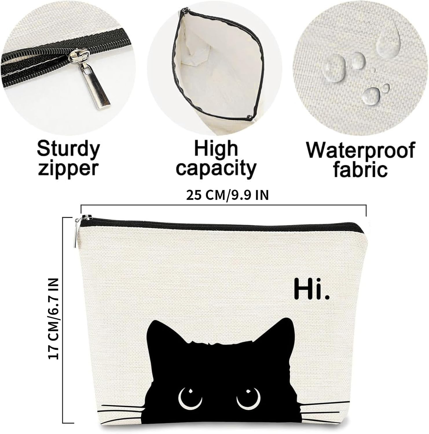 Cat Makeup Bag for Cat Lovers, Cute Zipper Travel Toiletry Bag for Teen Girls, Gifts for Cat Owners, Cosmetic Purse for Makeup & Toiletries, Birthday for Cat Lovers image number 3