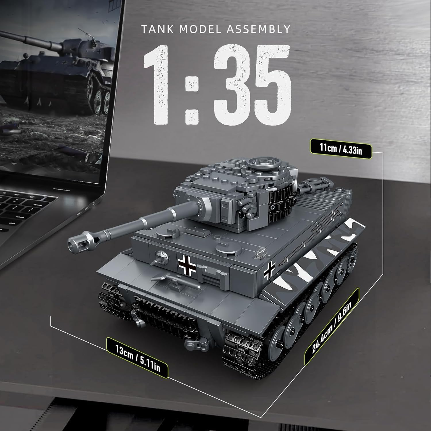 Mould King Tiger Tank Building Blocks Set, Remote Control Military Vehicle Construction Kit, Adult Collectible Model Tanks, Gifts Toys for Boy(800 Pieces) image number 2